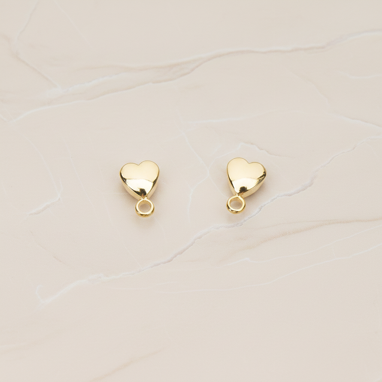 Simple Tiny Chubby Heart Ear Post, 2 Pc - Glossy Gold (ER.361)