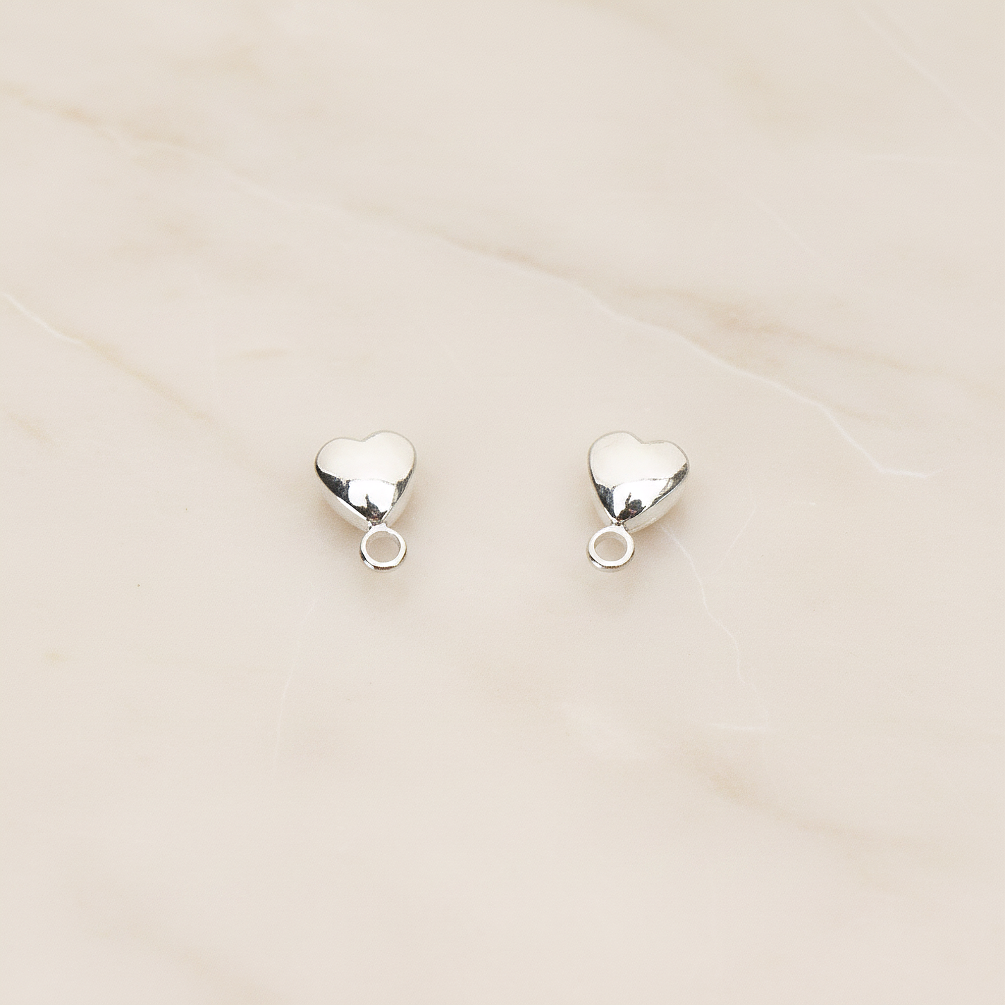 Simple Tiny Chubby Heart Ear Post, 2 Pc - Glossy Original Rhodium (ER.361)