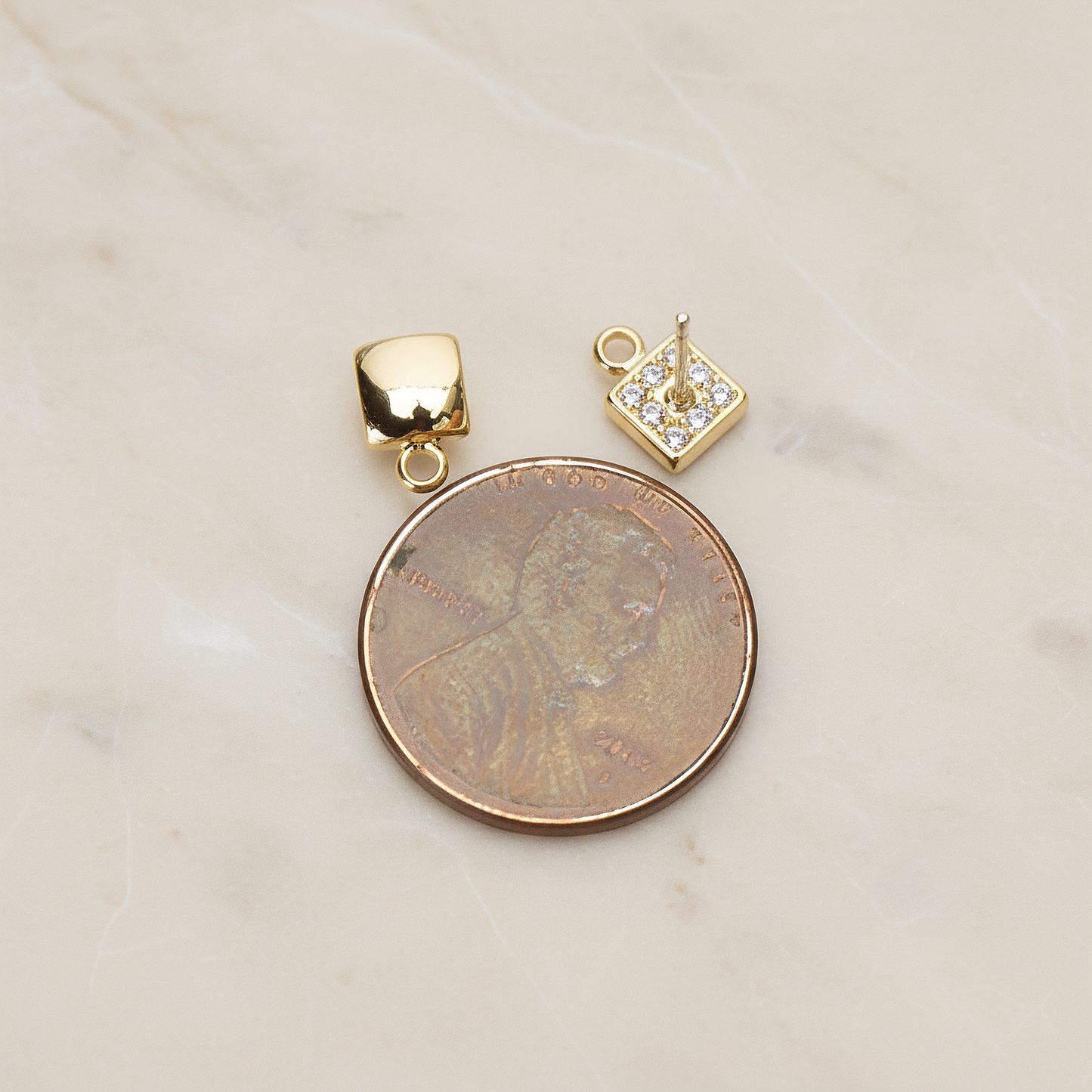 Simple Chubby Tiny Square Ear Post, 2 Pc - detail view 1 (ER.363)