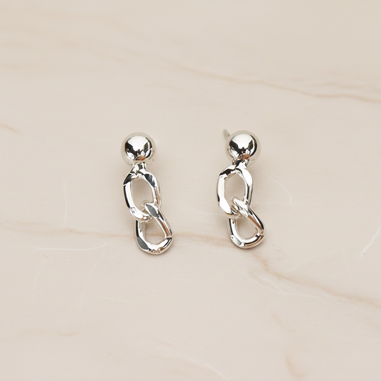 5mm Ball with Twisted Flattened Cable Chain Link Ear Post, 2 Pc (ER.365)