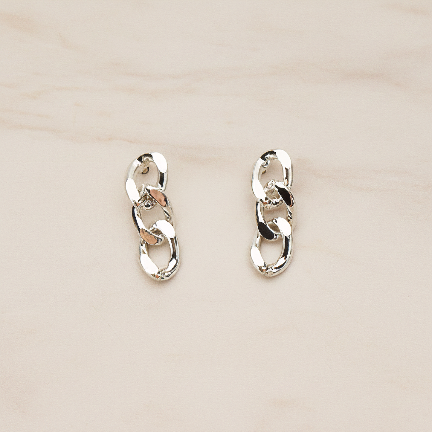 Simple Twisted Flattened Long Cable Chain Link Ear Post, 2 Pc (ER.366-02)