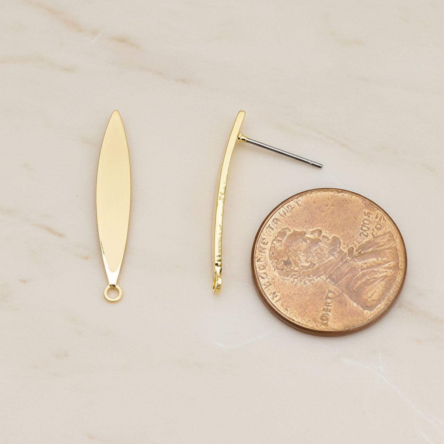Slightly Curved Simple Skinny Oval Eye Ear Post, 2 Pc (ER.375)