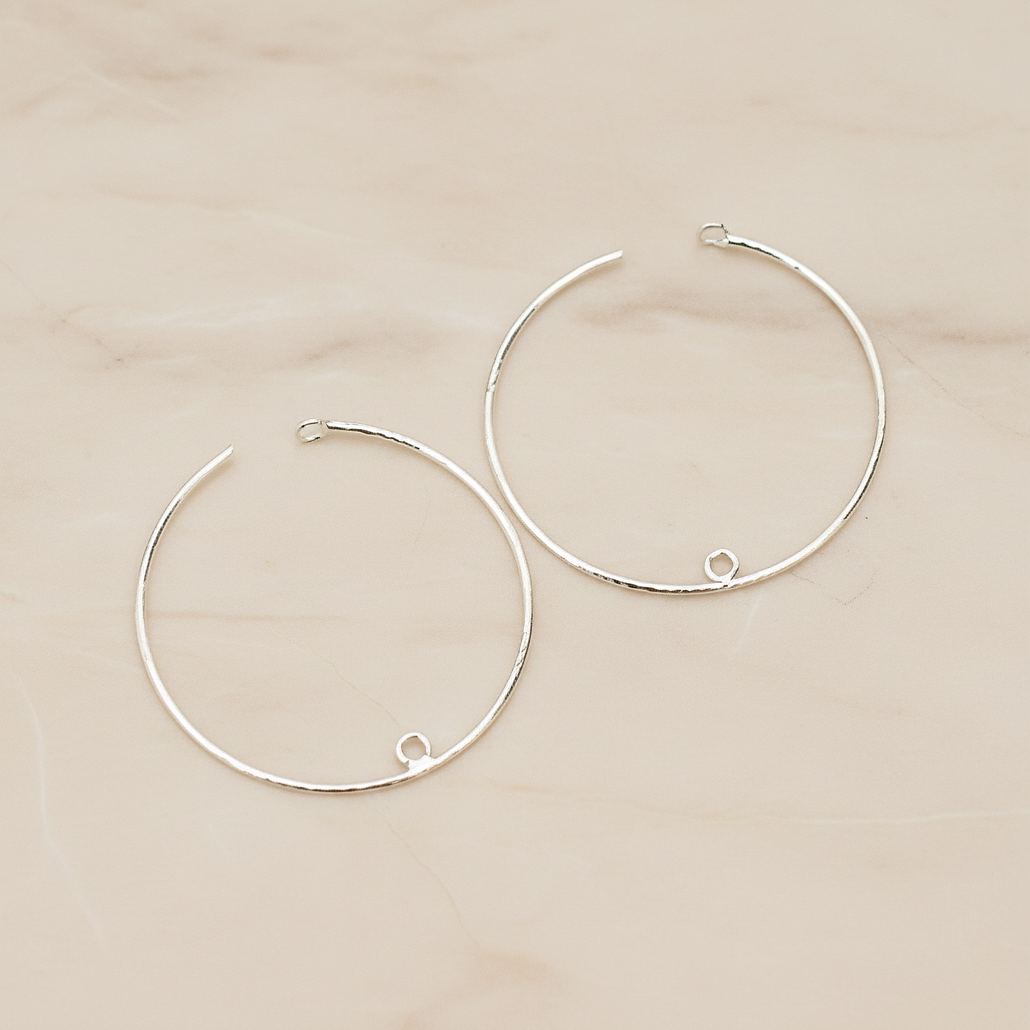 30 mm Ear Hoop with End Loop Ear Post, 2 Pc - Glossy Original Rhodium (ER.376)