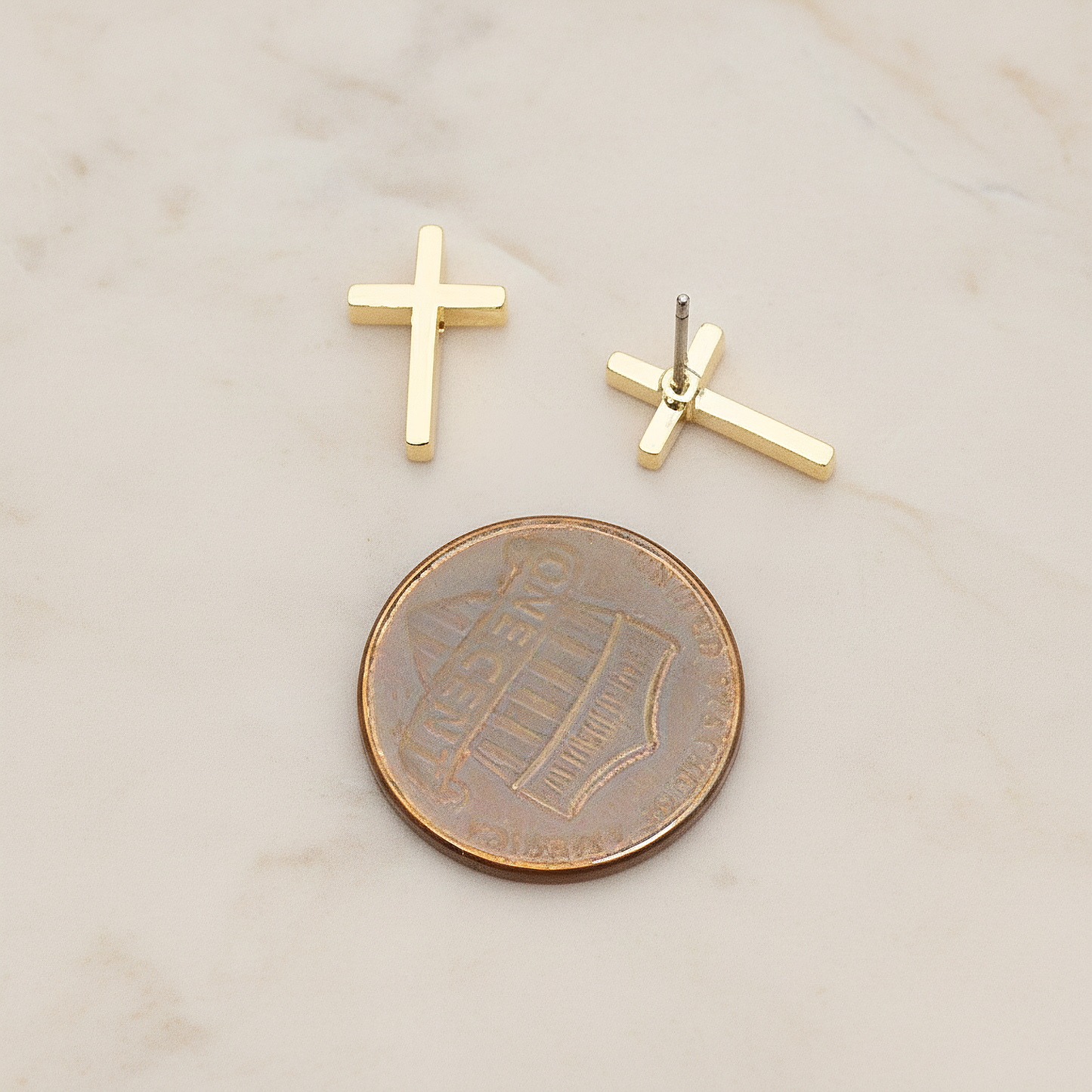 Simple Mini Cross Ear Post, 2 Pc (ER.398)