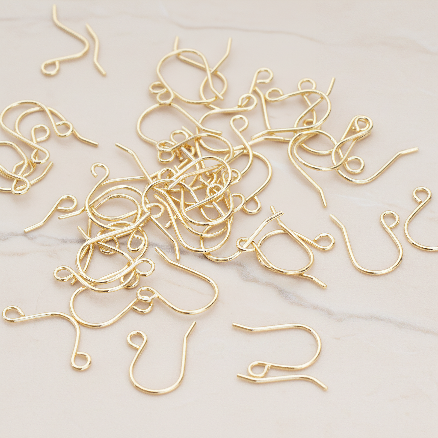 Short French Earwire, 20 Pc - Glossy Gold (ER.651)