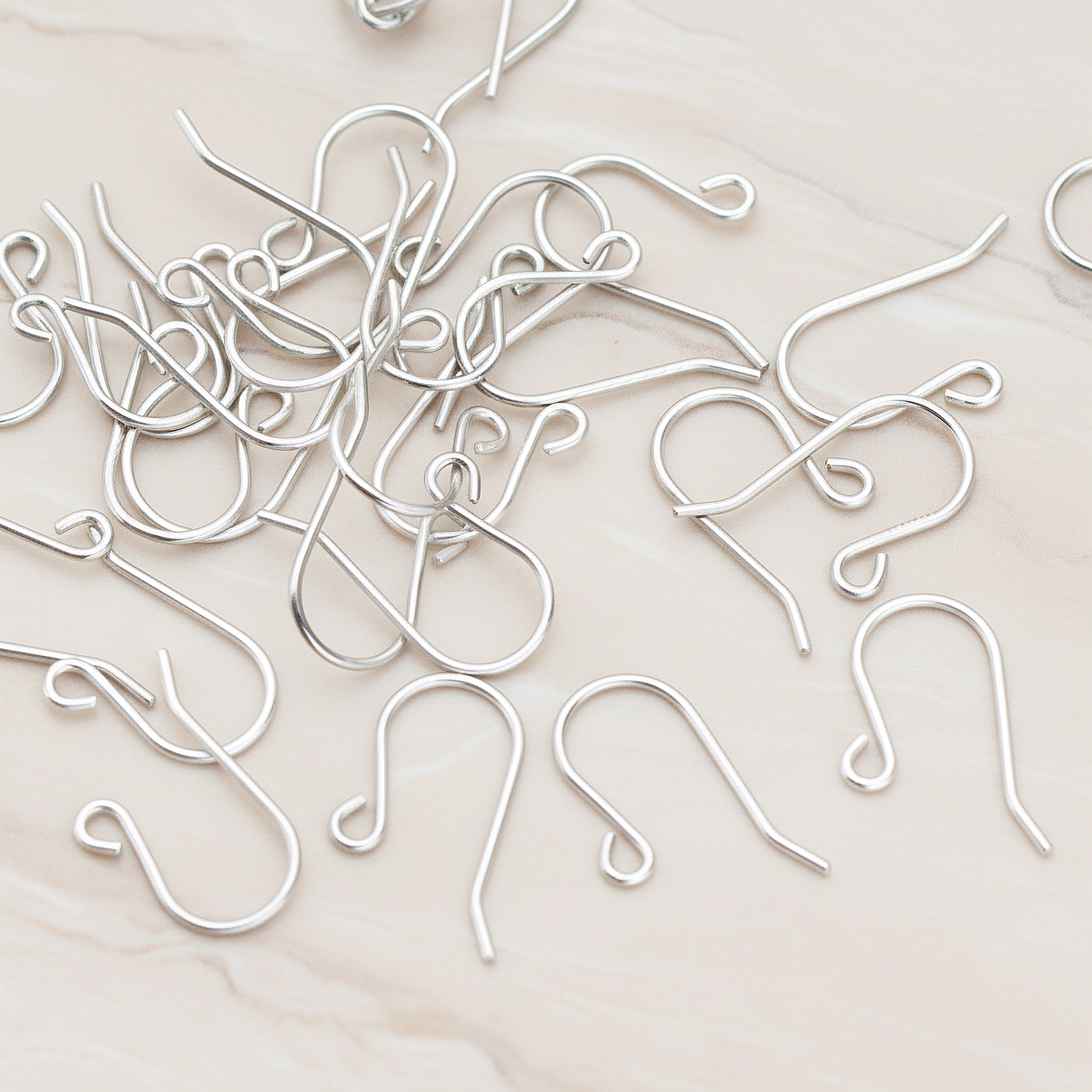 Short French Earwire, 20 Pc - Matte Original Rhodium (ER.651)