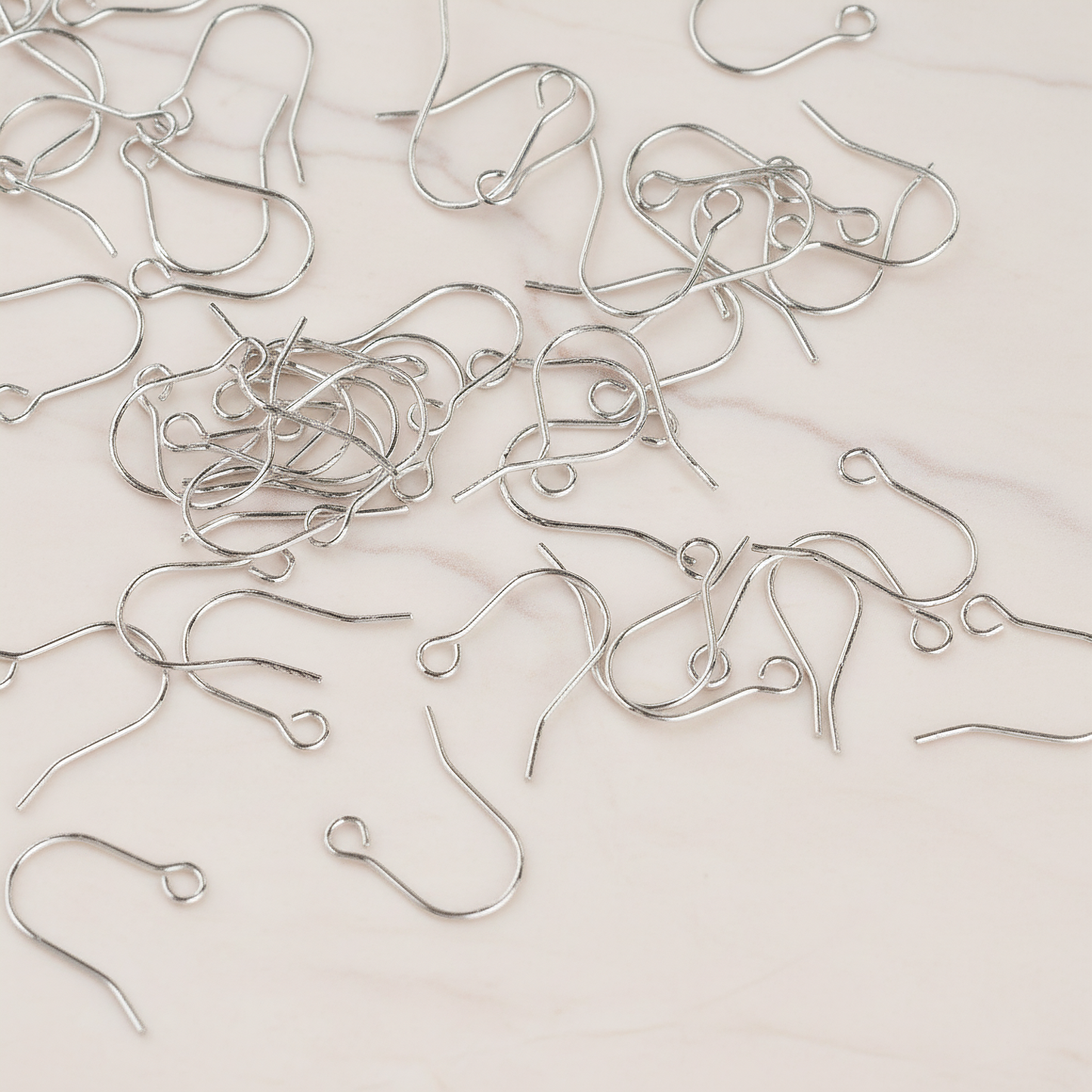 Small French Earwire, 60 Pc - Glossy Original Rhodium (ER.653)