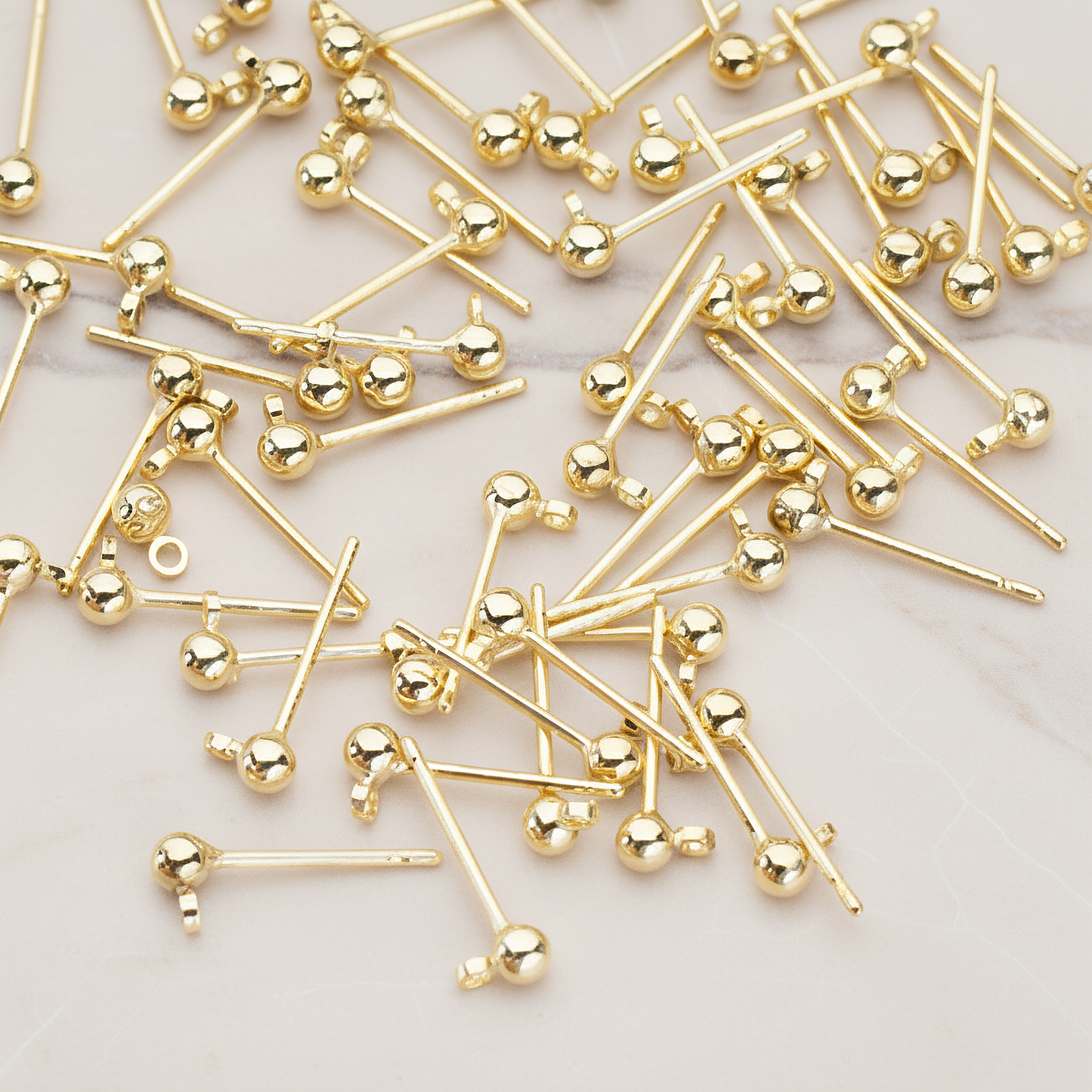 Ball Ear Post, 10 Pc - Glossy Gold (ER.670)