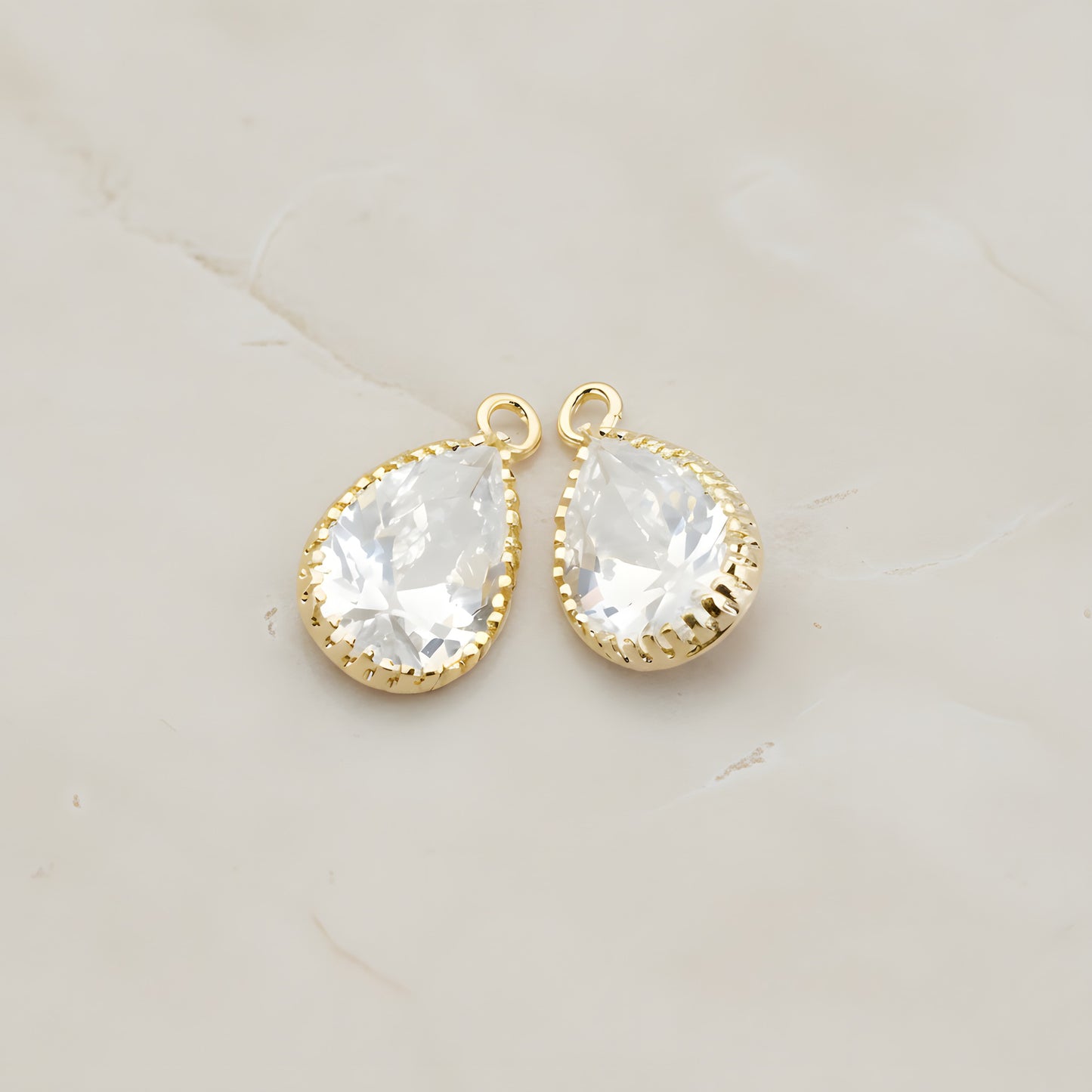 Teardrop Framed Glass Pendant, 2 Pc (FS.017)