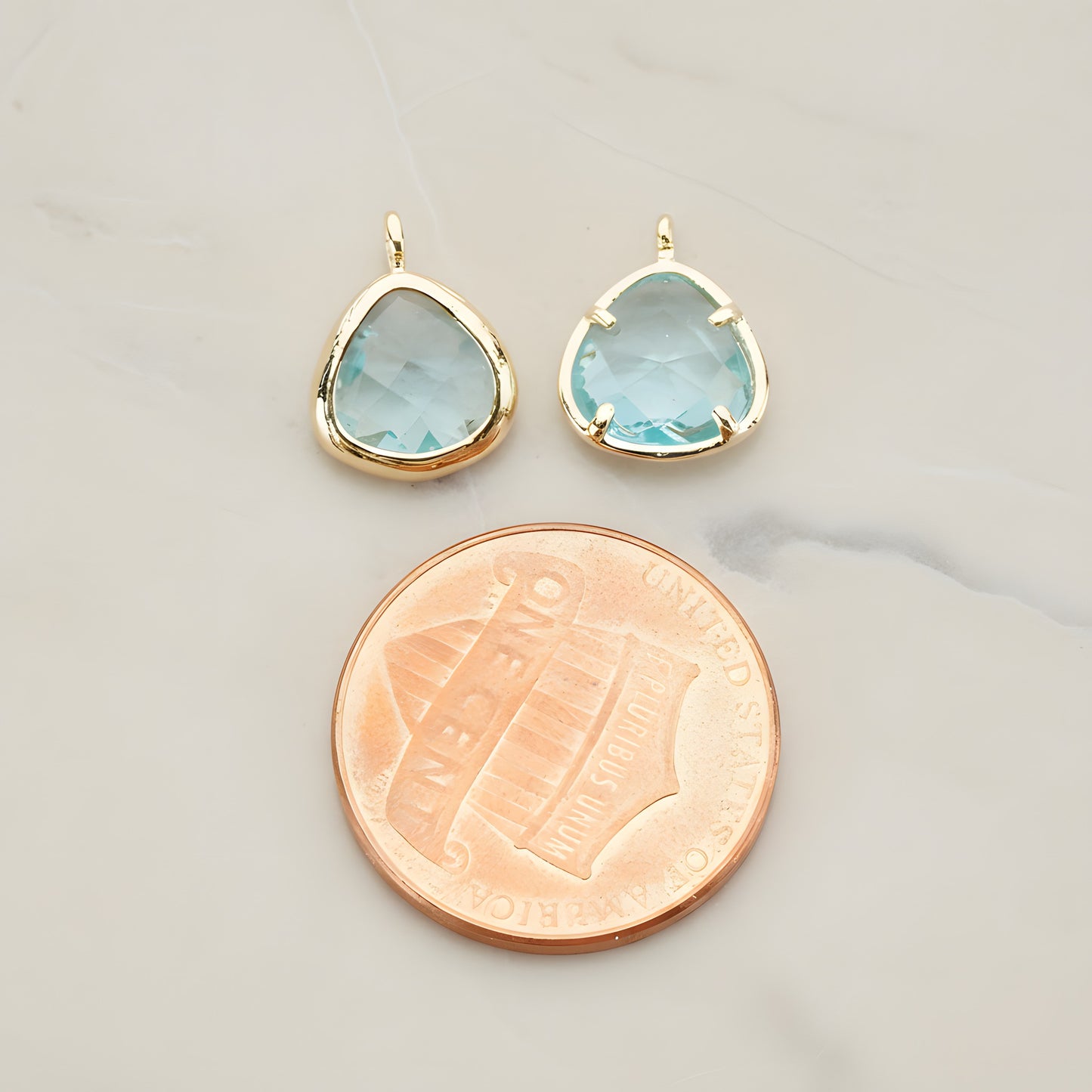 Triangle Nugget Framed Glass Pendant, 2 Pc (FS.123)