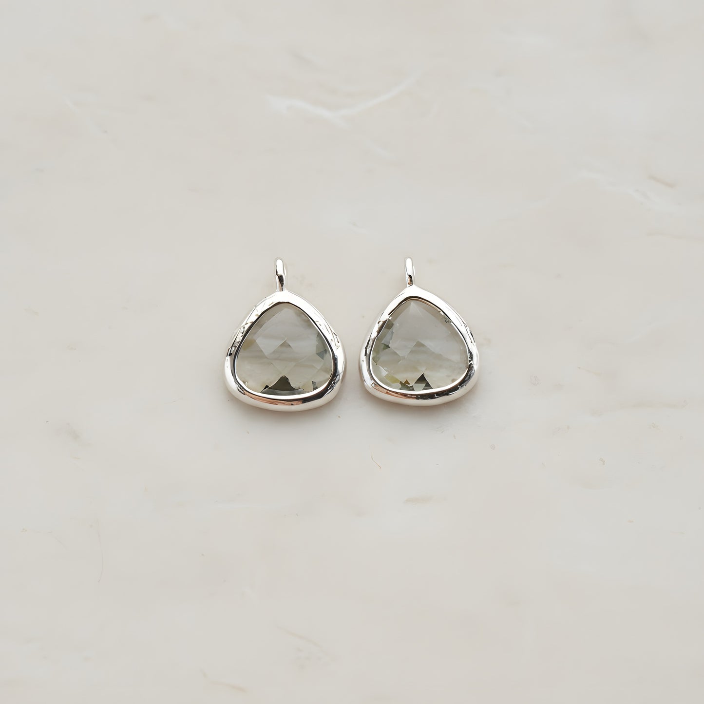 Triangle Nugget Framed Glass Pendant, 2 Pc (FS.123)