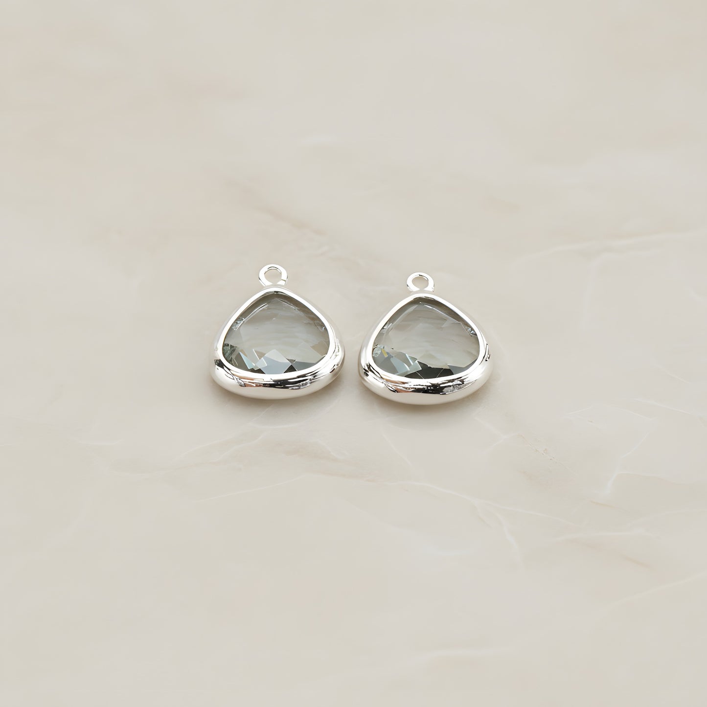Triangle Nugget Framed Glass Pendant, 2 Pc (FS.124)