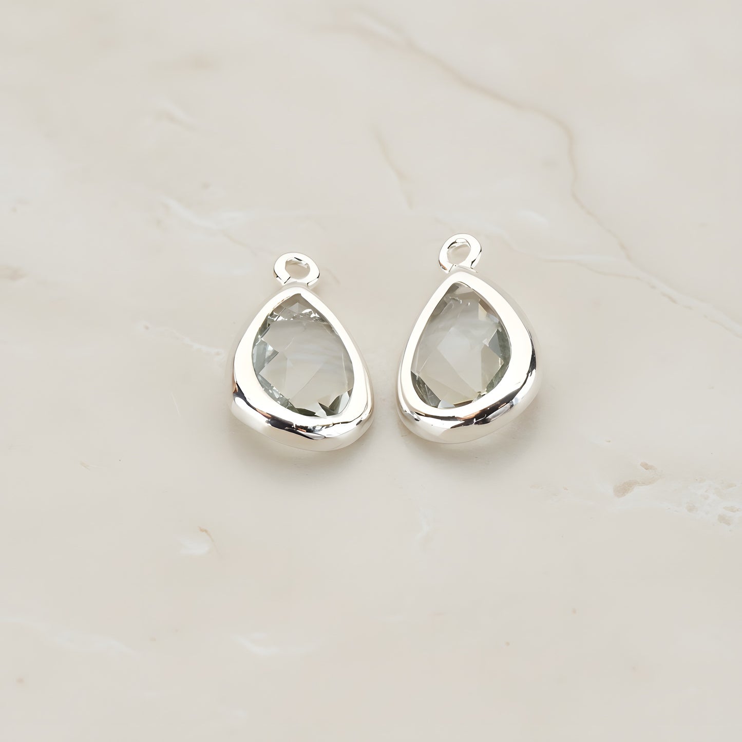 Teardrop Framed Glass Pendant, 2 Pc (FS.129)