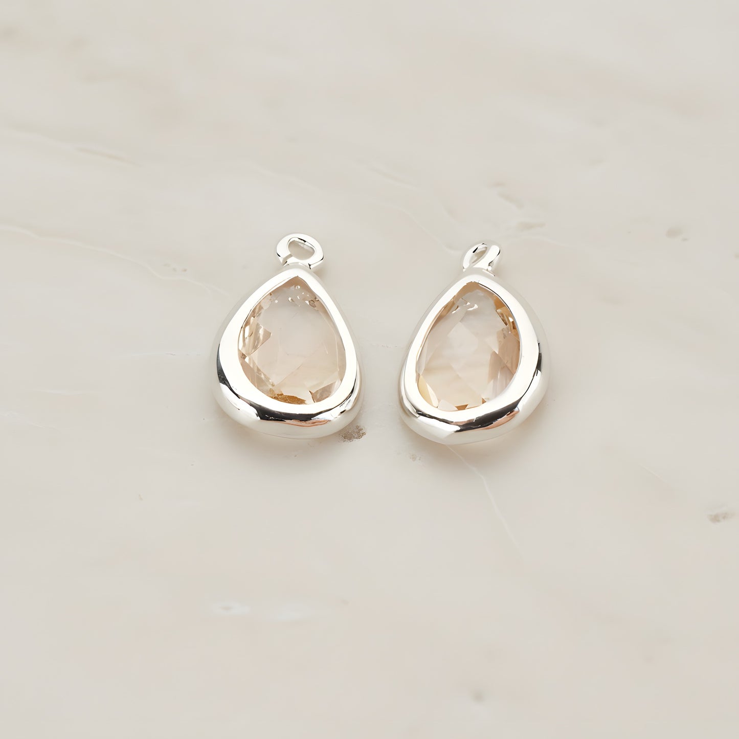 Teardrop Framed Glass Pendant, 2 Pc (FS.129)