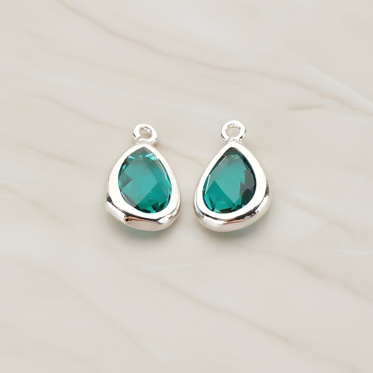 Teardrop Framed Glass Pendant, 2 Pc (FS.129)