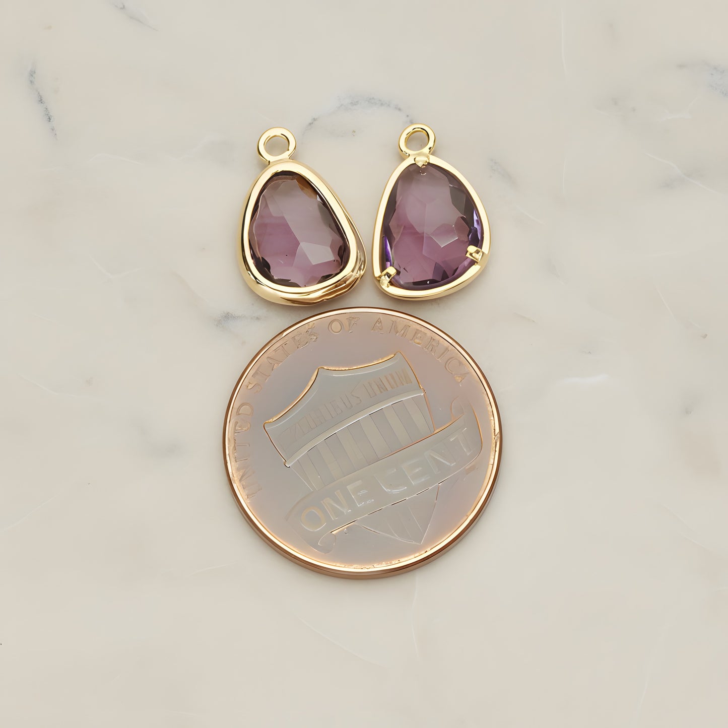 Organic Nugget Framed Glass Pendant, 2 Pc (FS.175)