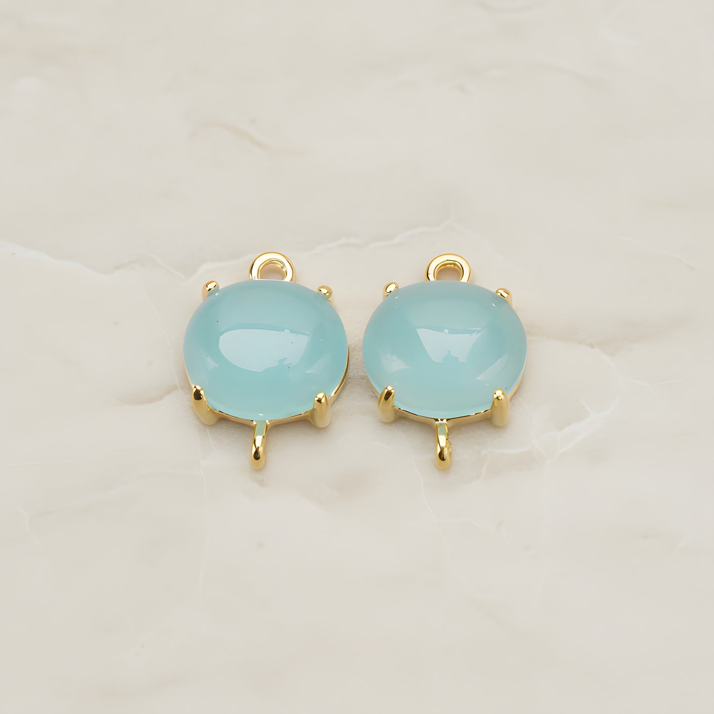 Oval Framed Glass Pendant, 2 Pc (FS.243)