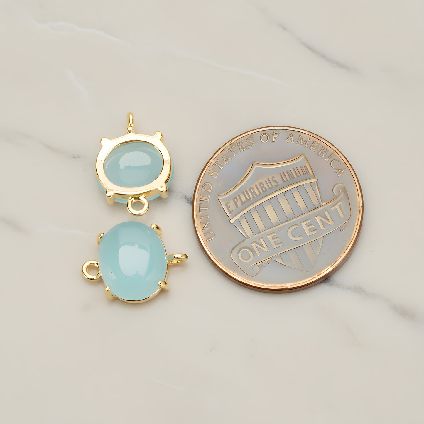 Oval Framed Glass Pendant, 2 Pc (FS.243)