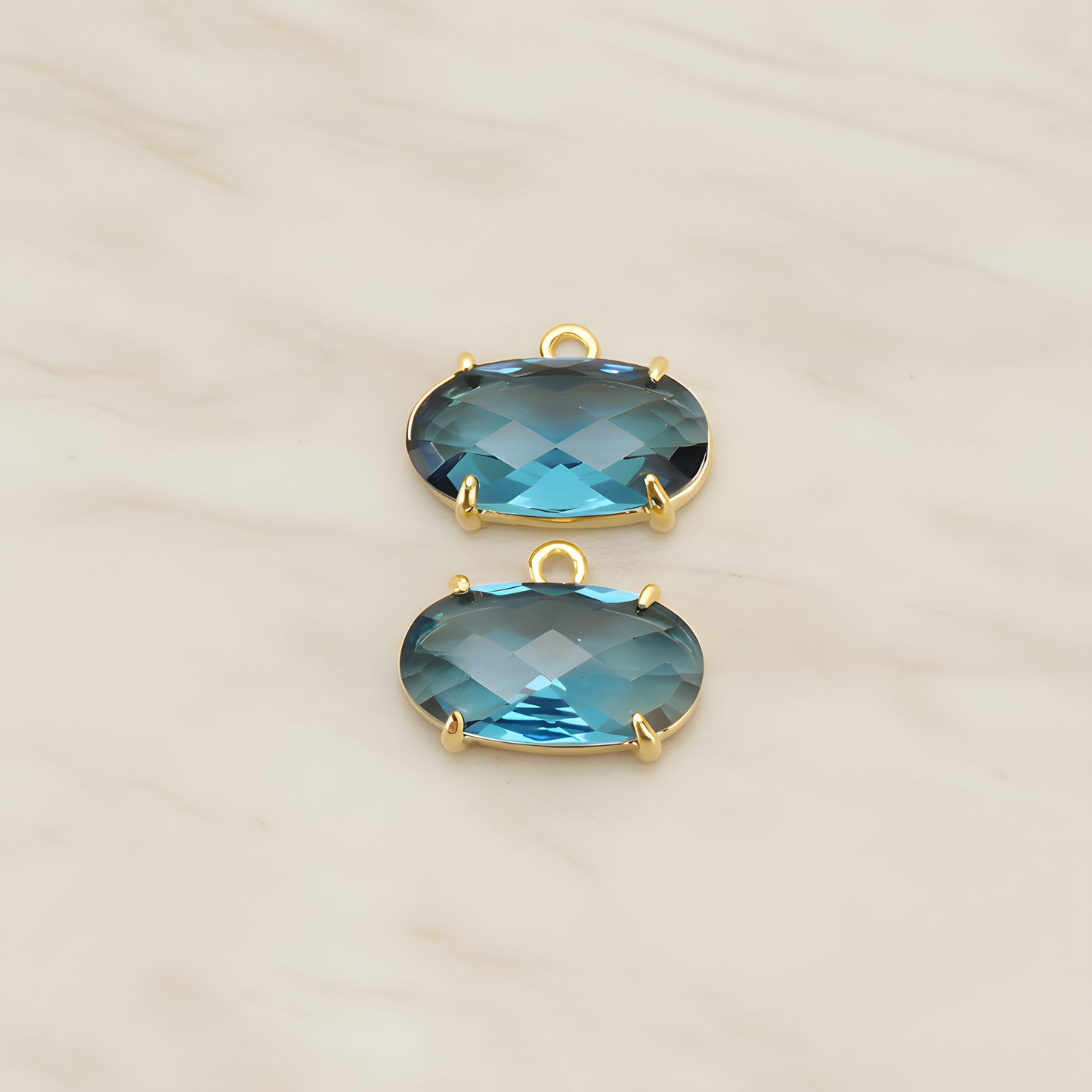 Oval Framed Glass Pendant, 2 Pc (FS.246-01)