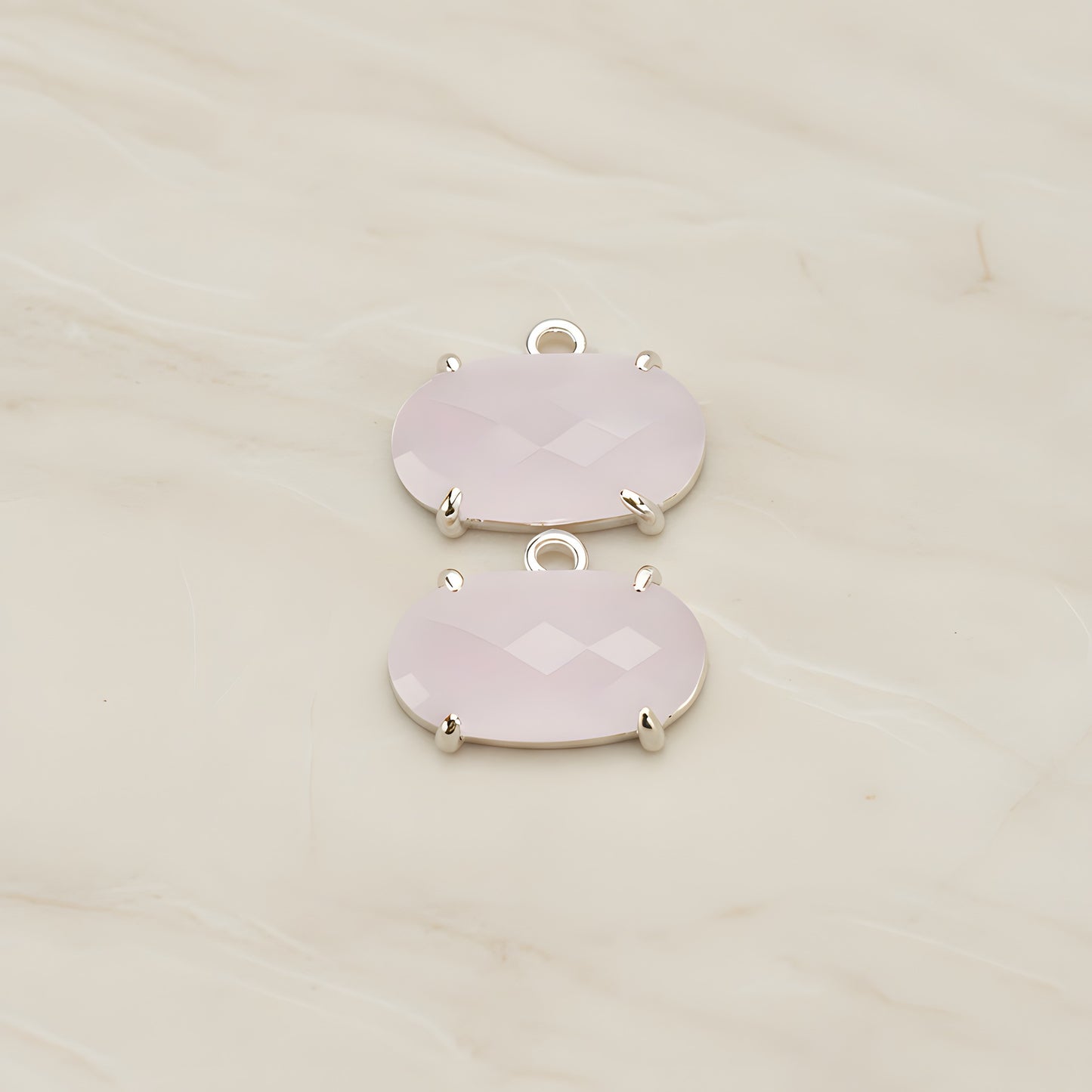 Oval Framed Glass Pendant, 2 Pc (FS.246-01)