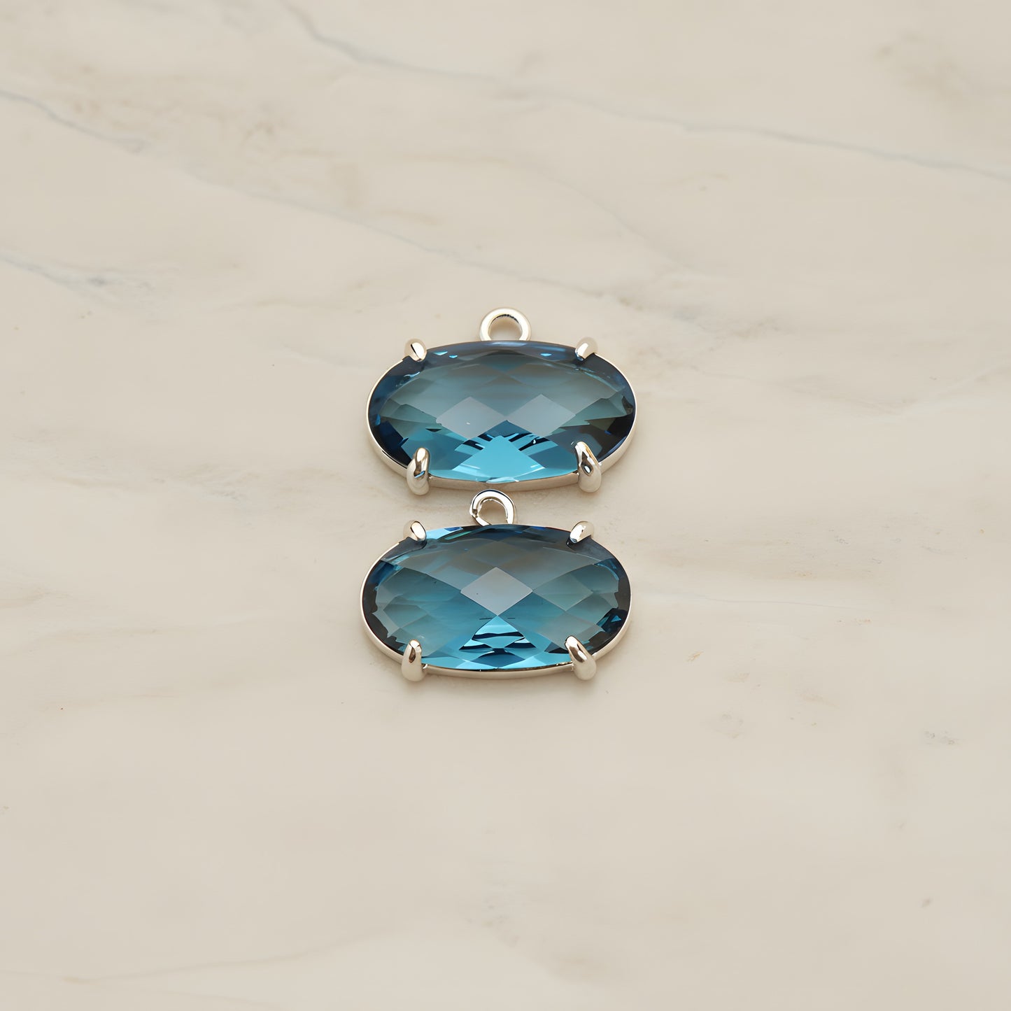 Oval Framed Glass Pendant, 2 Pc (FS.246-01)