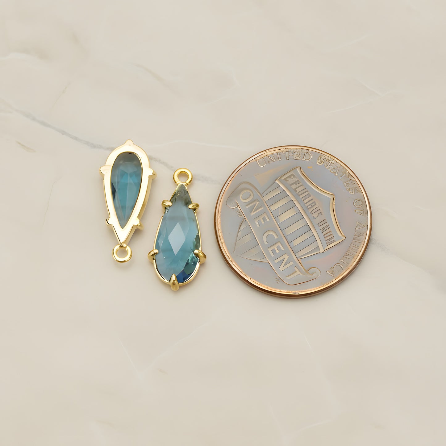 Teardrop Framed Glass Pendant, 2 Pc (FS.248)