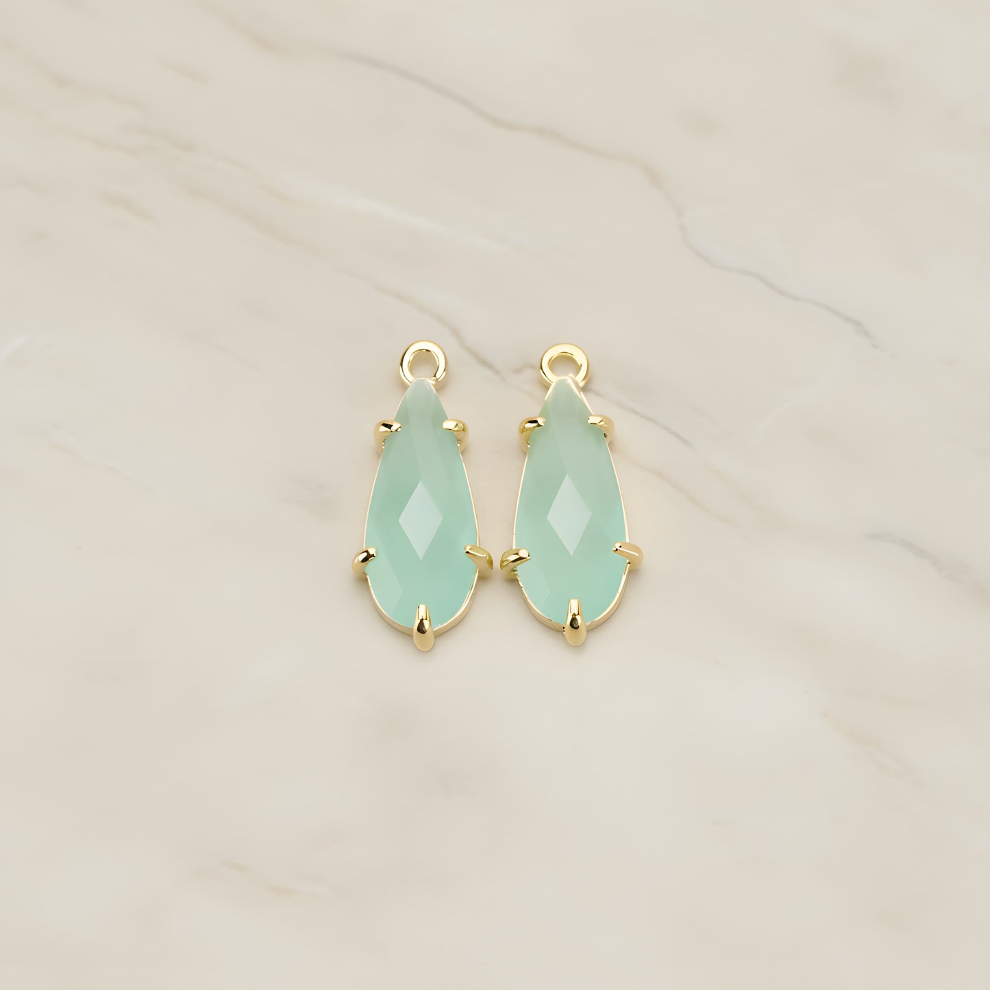 Teardrop Framed Glass Pendant, 2 Pc (FS.248)