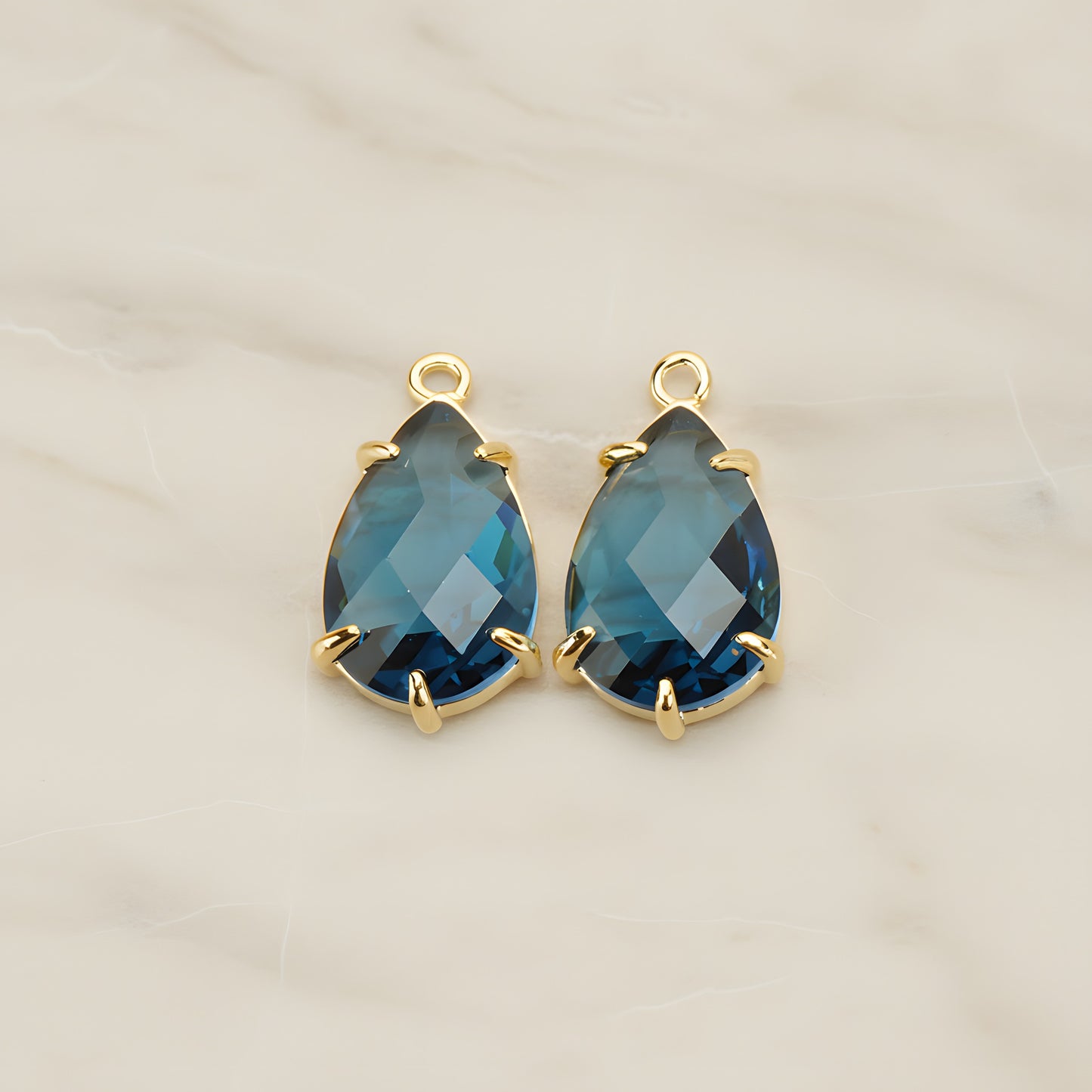 Teardrop Framed Glass Pendant, 2 Pc (FS.252)