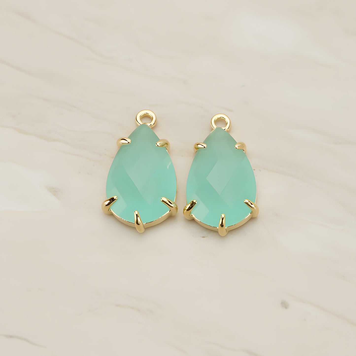 Teardrop Framed Glass Pendant, 2 Pc (FS.252)
