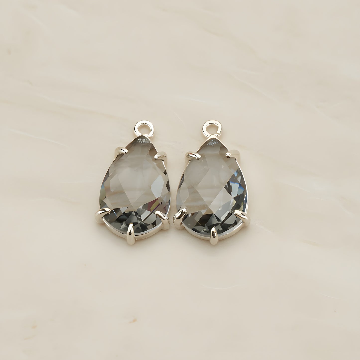 Teardrop Framed Glass Pendant, 2 Pc (FS.252)