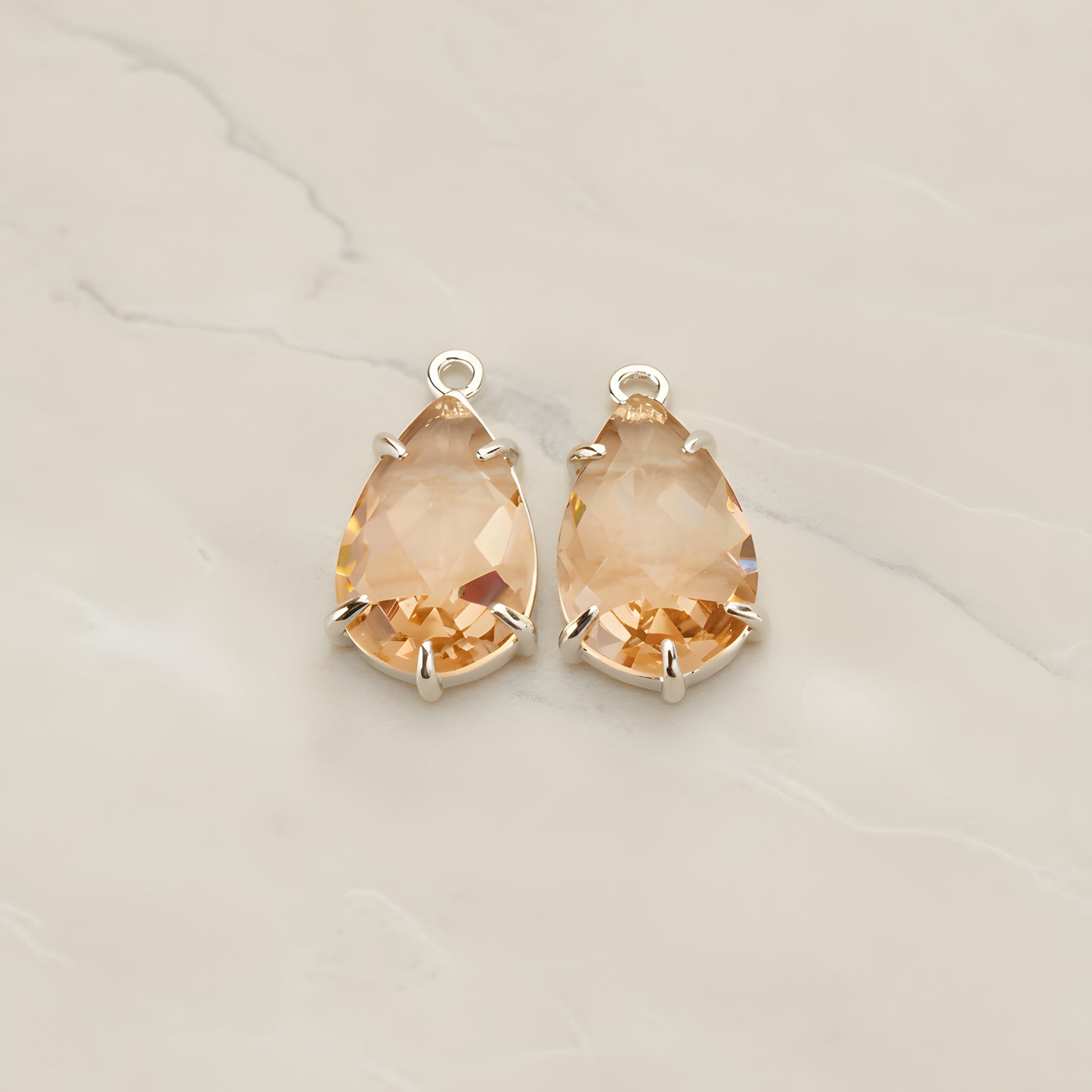 Teardrop Framed Glass Pendant, 2 Pc (FS.252)