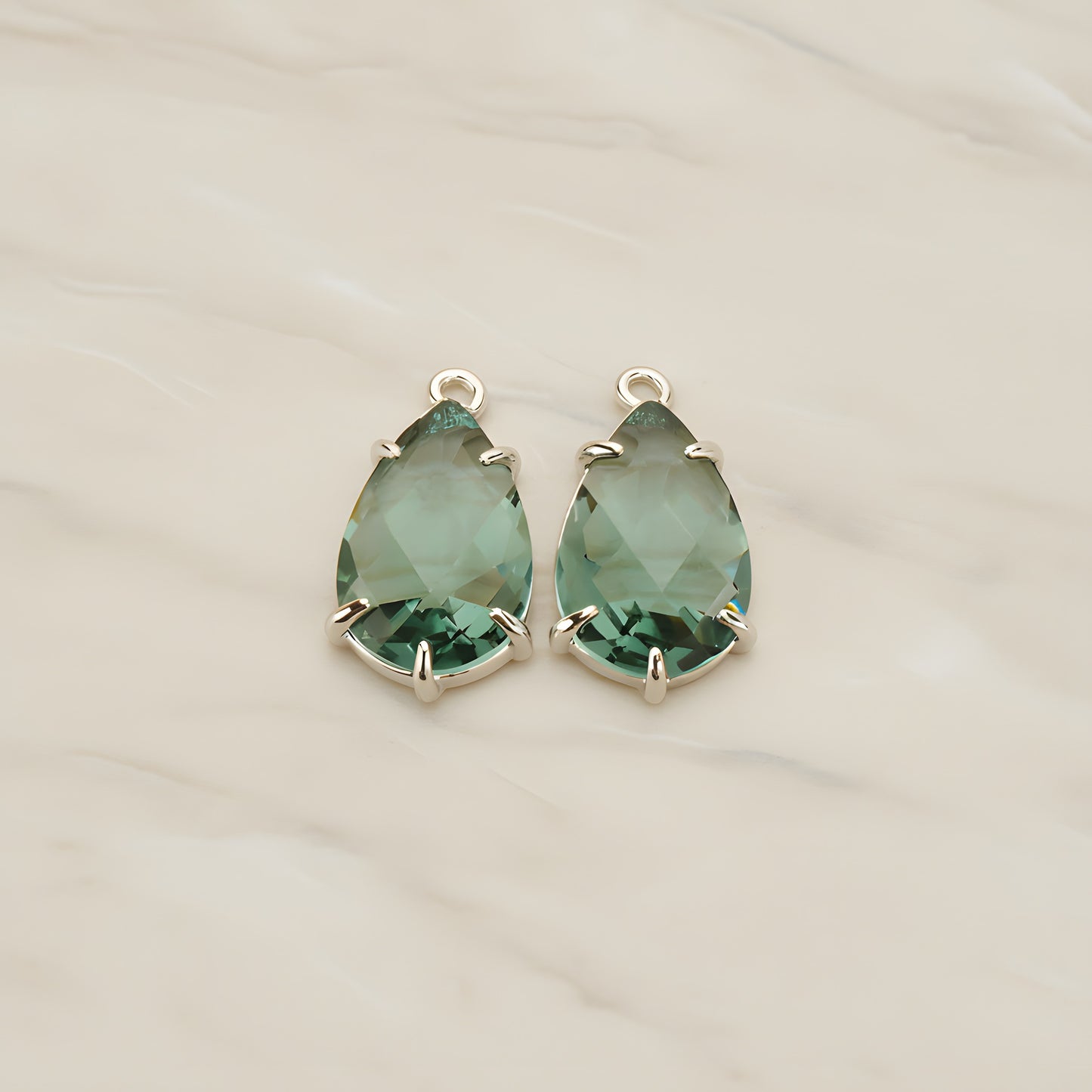 Teardrop Framed Glass Pendant, 2 Pc (FS.252)