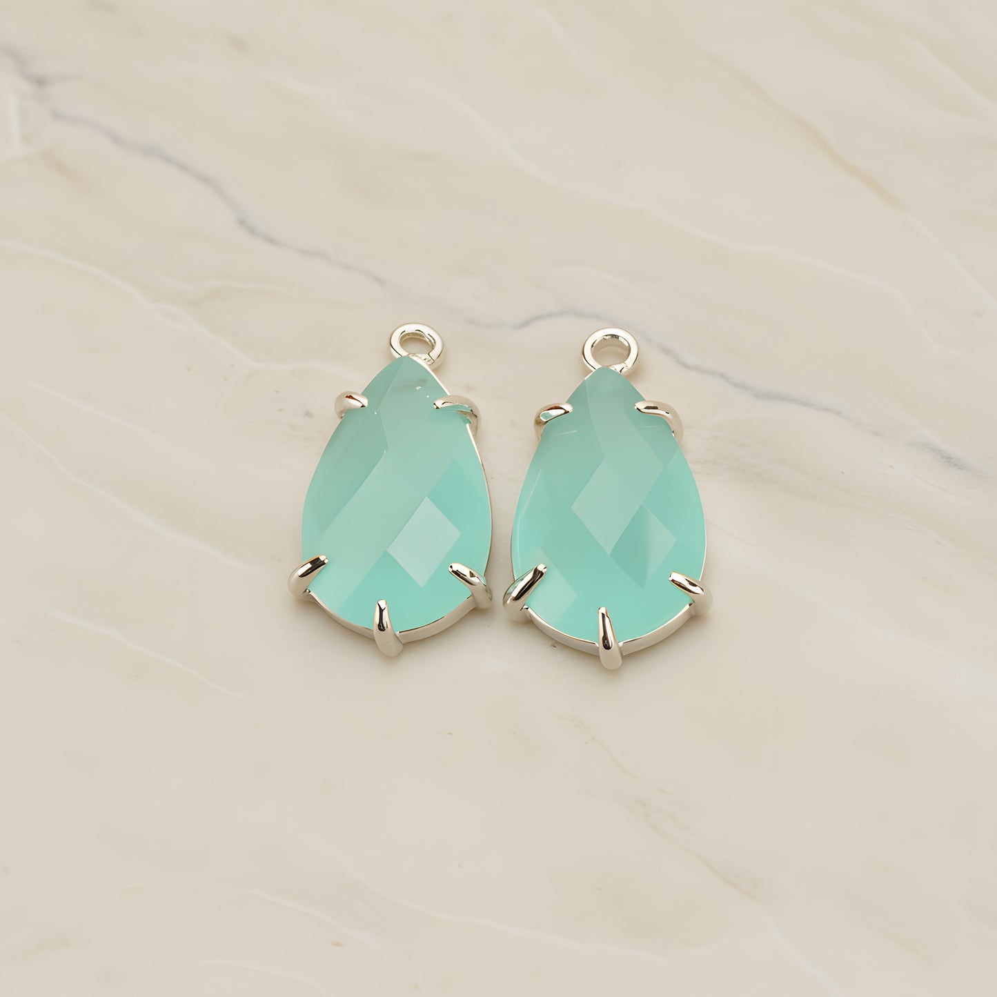 Teardrop Framed Glass Pendant, 2 Pc (FS.252)