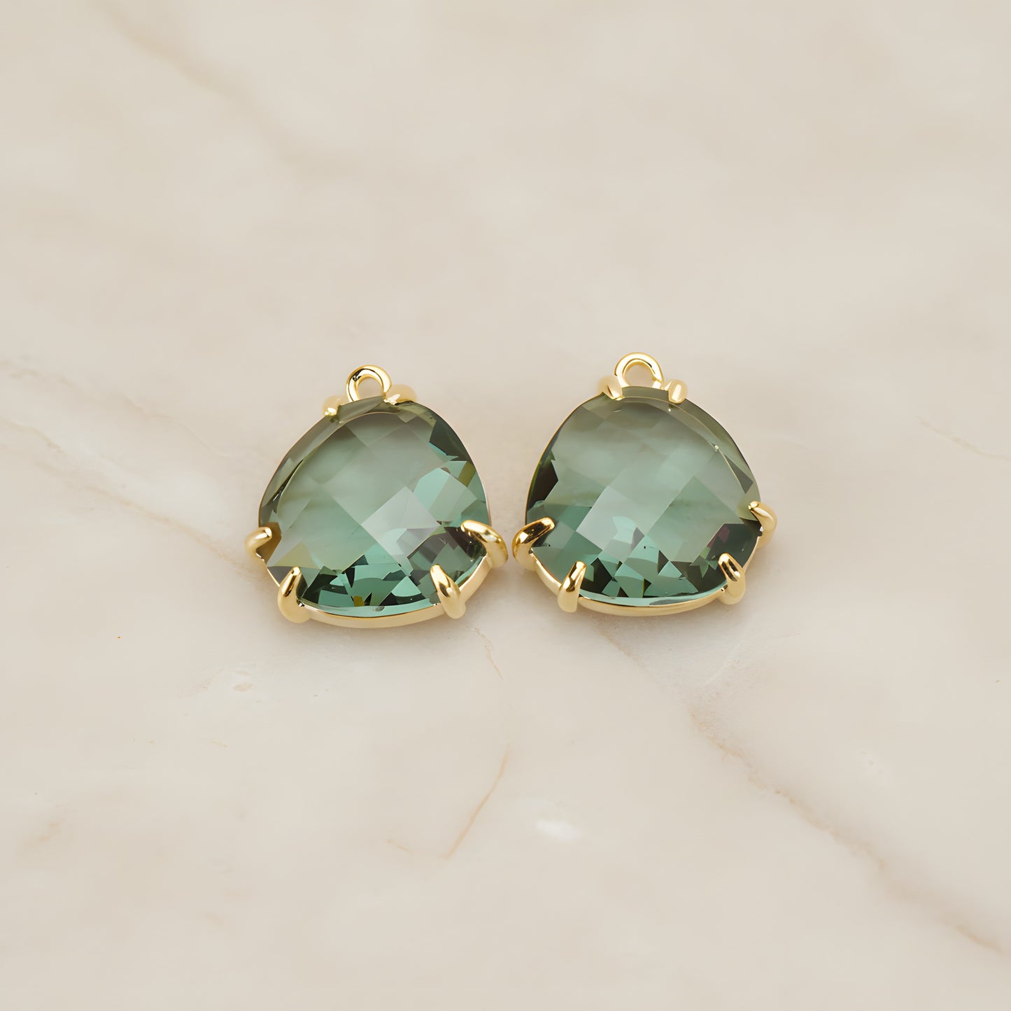 Rounded Triangle Framed Glass Pendant, 2 Pc (FS.253)