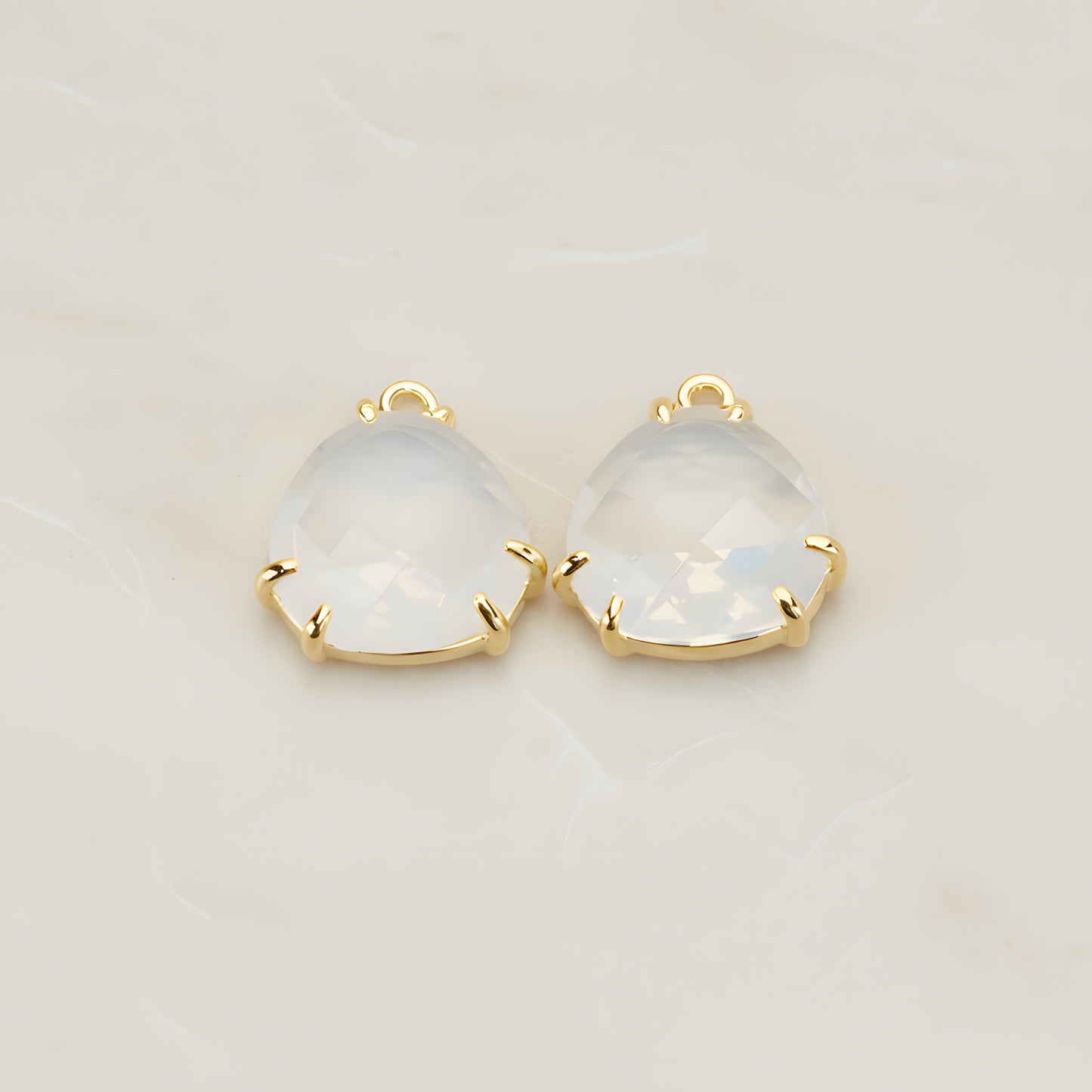 Rounded Triangle Framed Glass Pendant, 2 Pc (FS.253)
