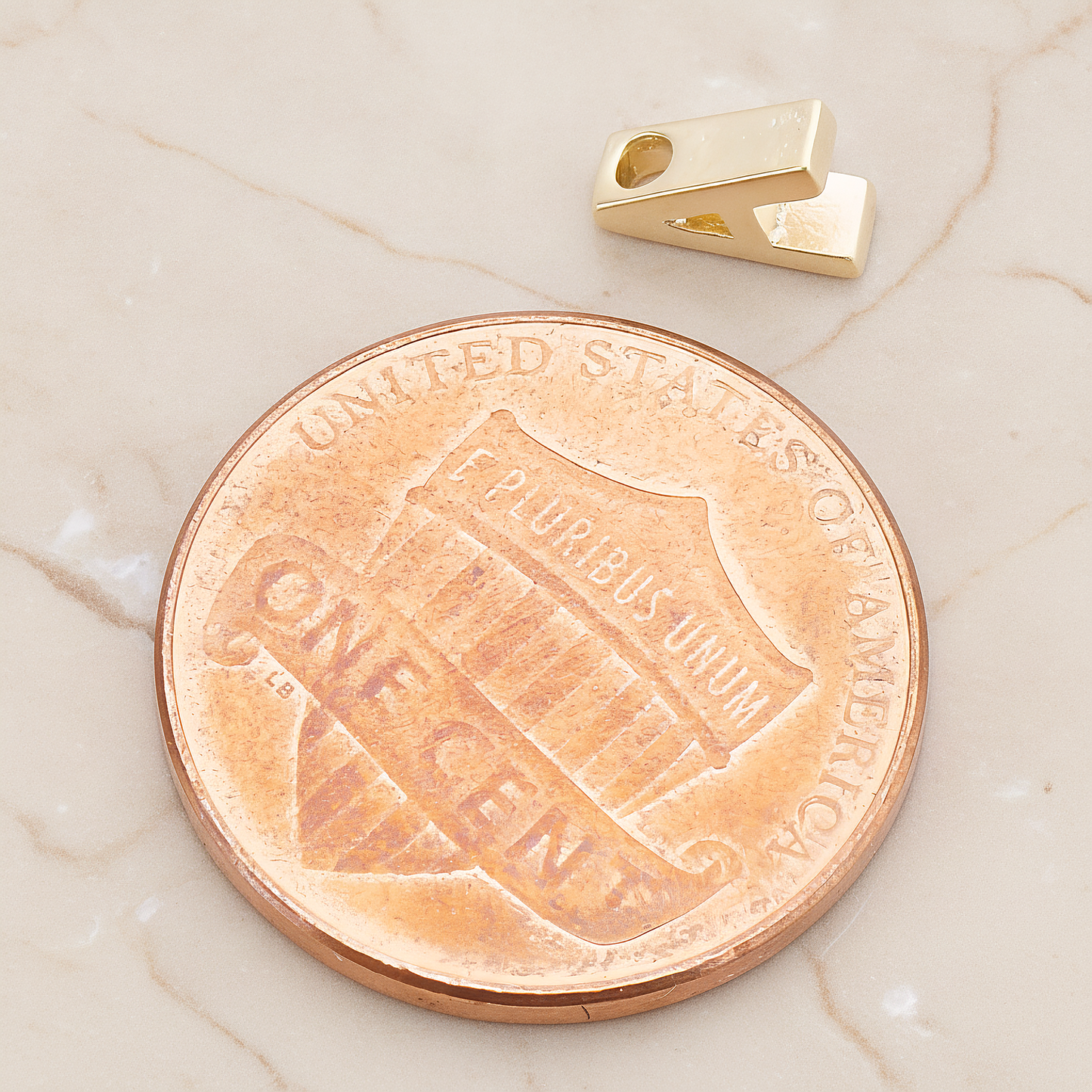 3D Initials Pendant, 2 Pc on warm marble background (PD.198)