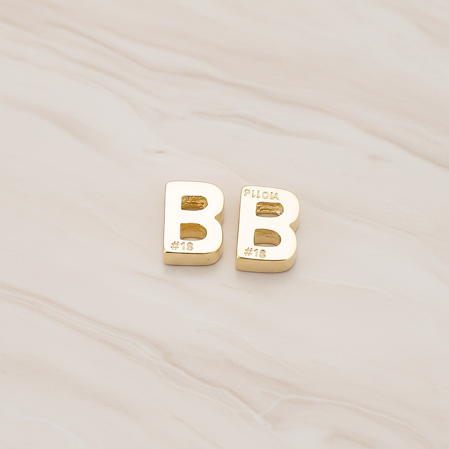 3D Initials Pendant, 2 Pc on warm marble background (PD.198)