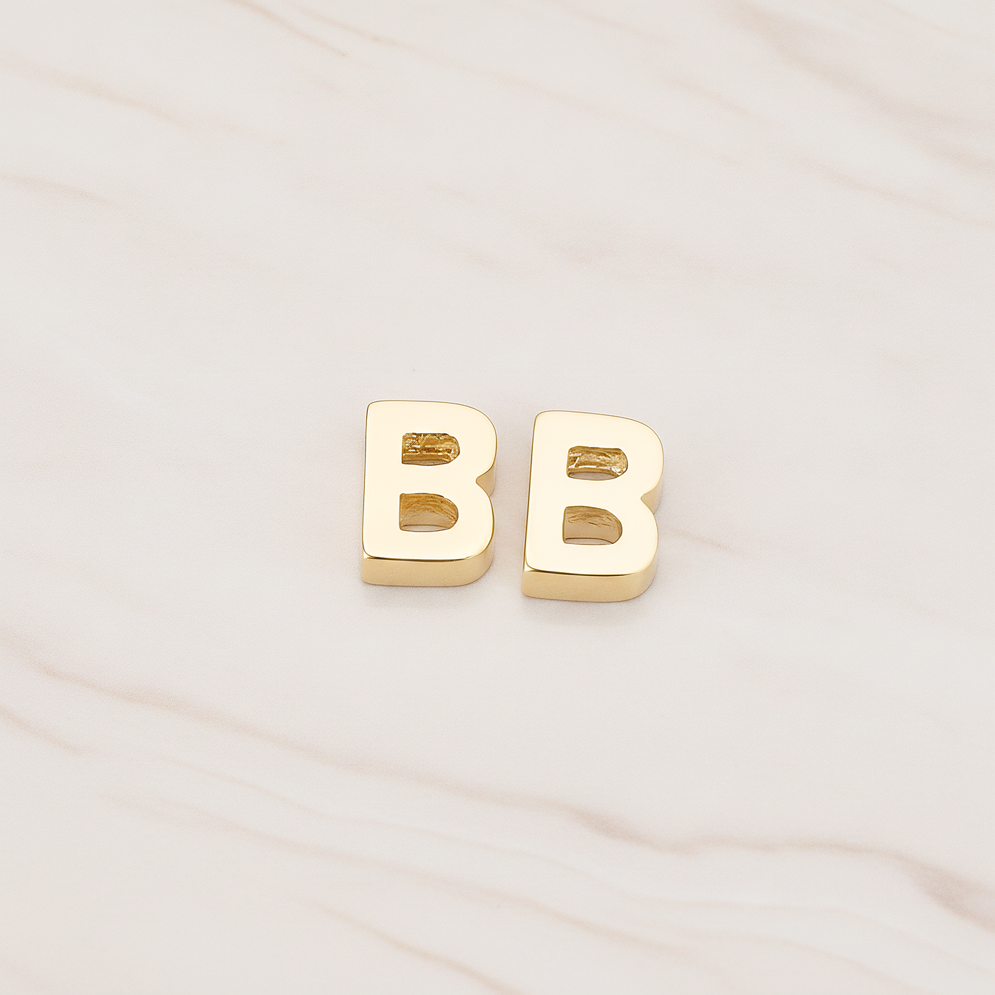 3D Initials Pendant, 2 Pc on warm marble background (PD.198)
