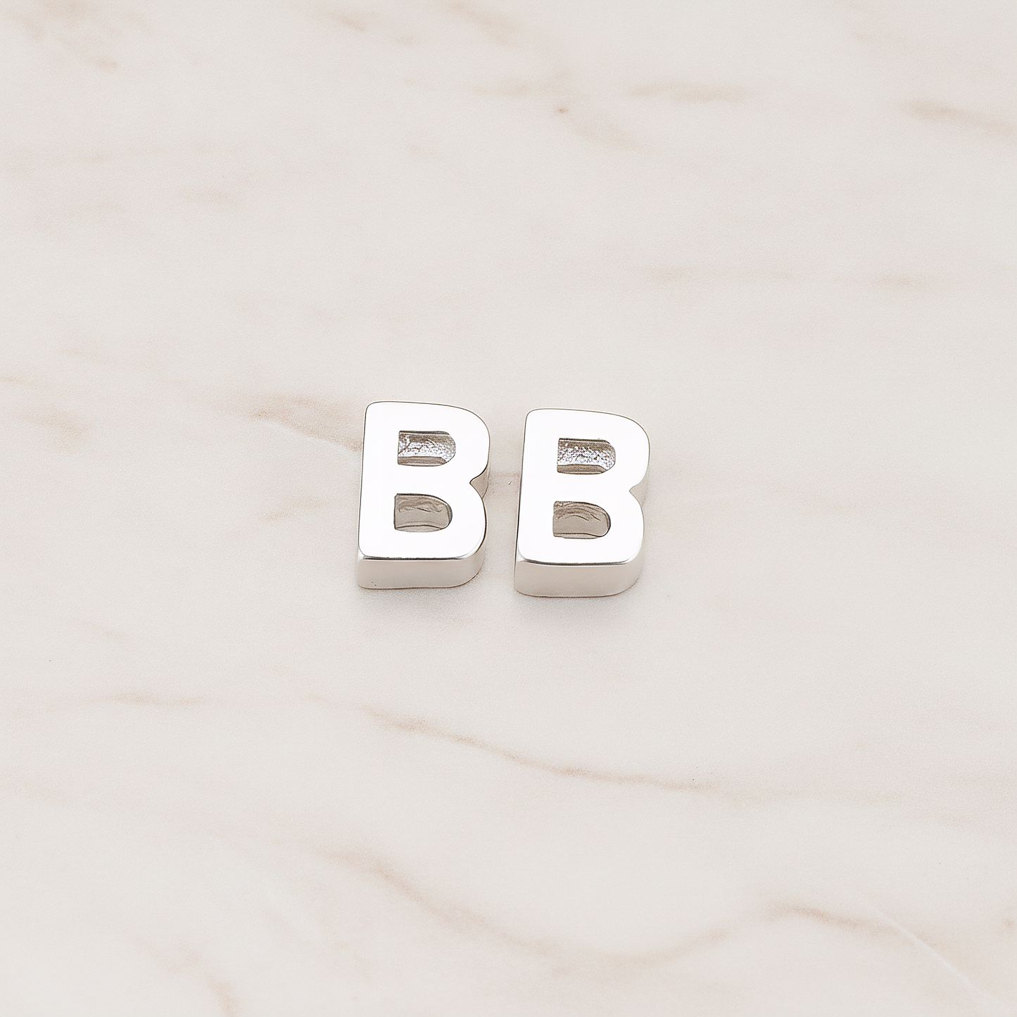 3D Initials Pendant, 2 Pc on warm marble background (PD.198)