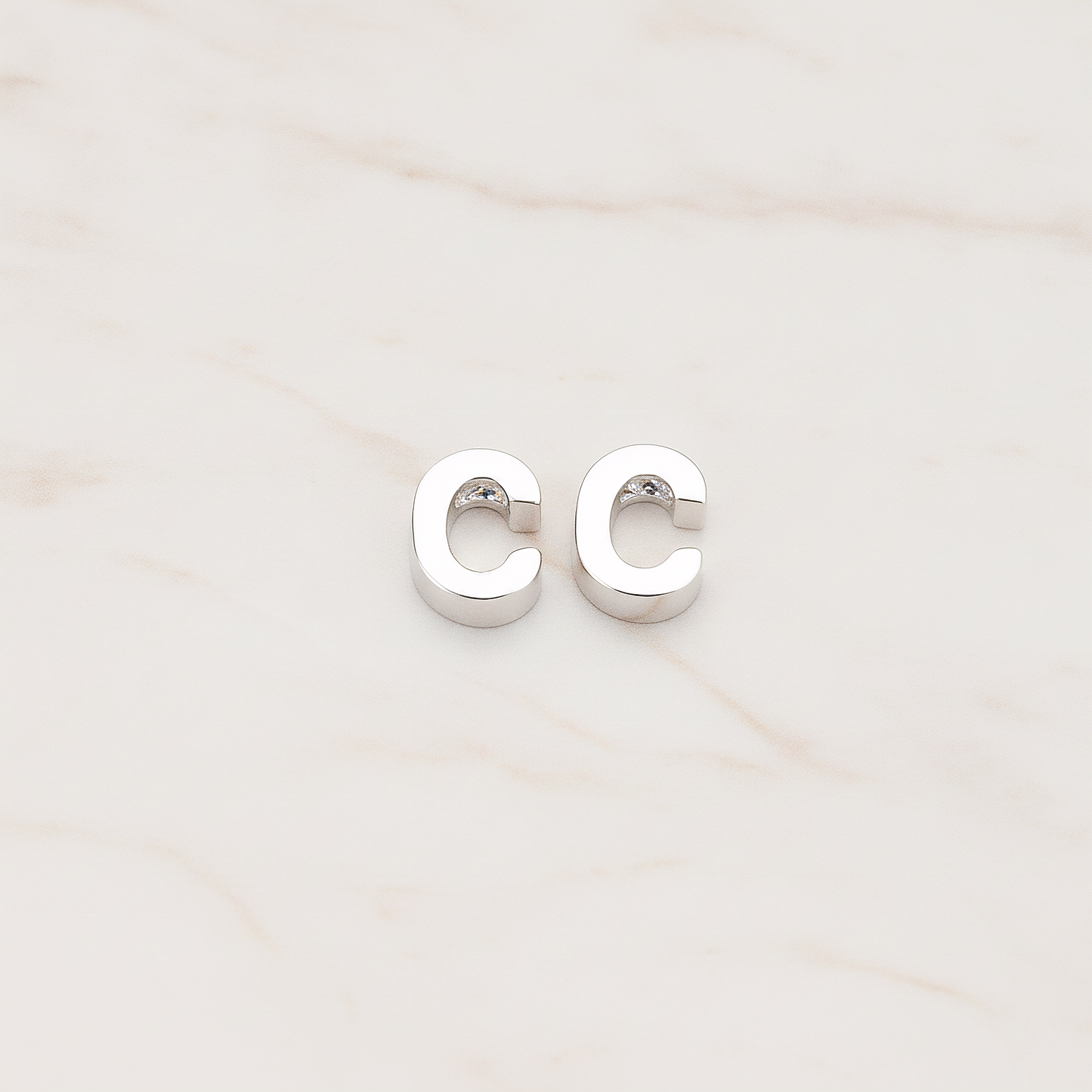 3D Initials Pendant, 2 Pc on warm marble background (PD.198)