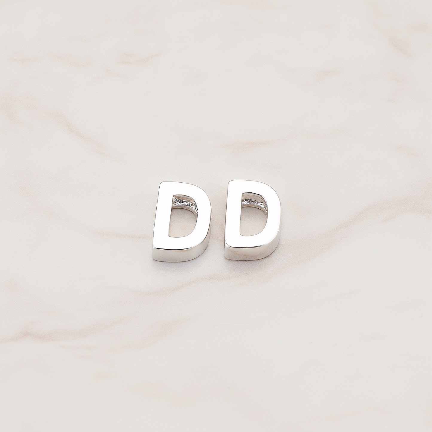 3D Initials Pendant, 2 Pc on warm marble background (PD.198)