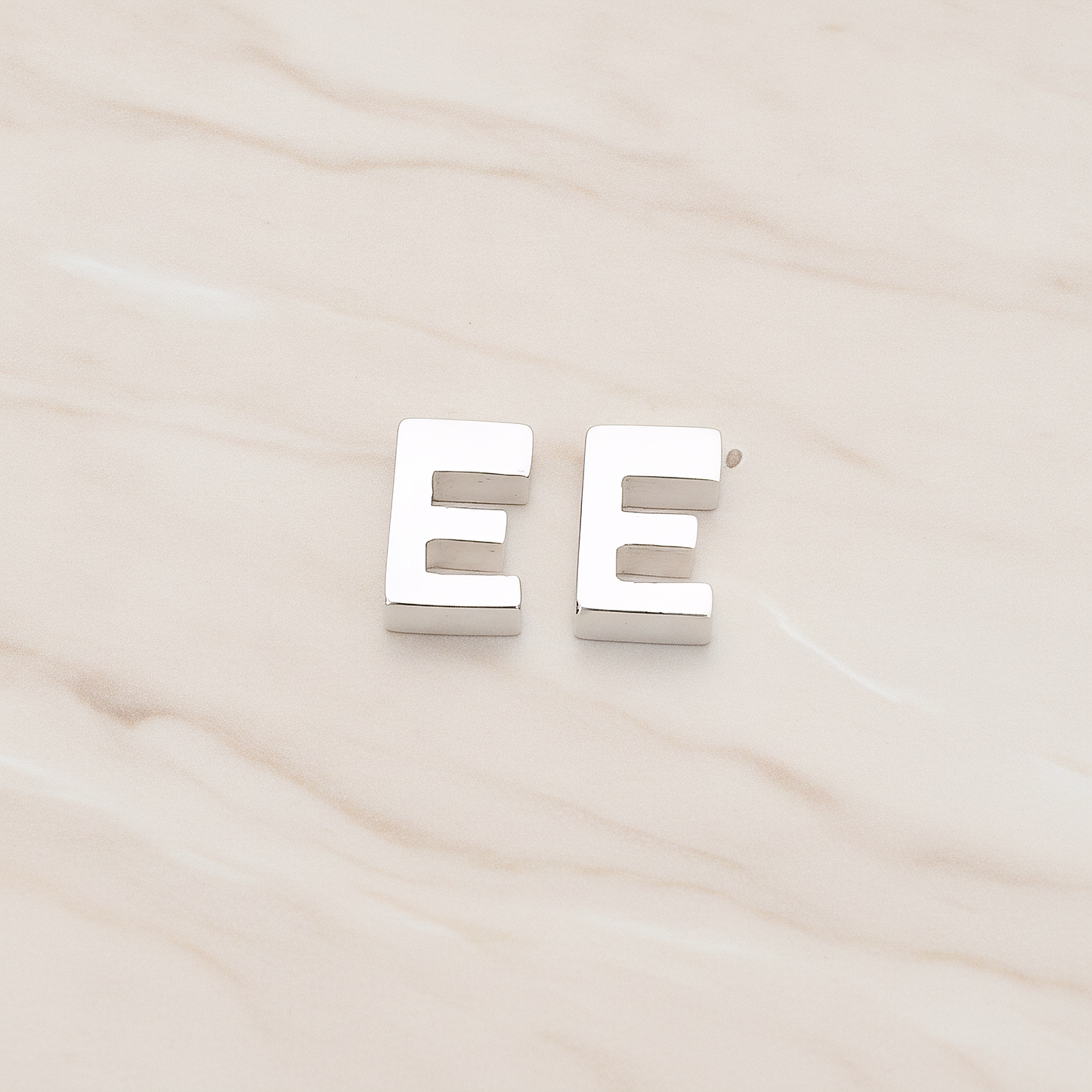 3D Initials Pendant, 2 Pc on warm marble background (PD.198)