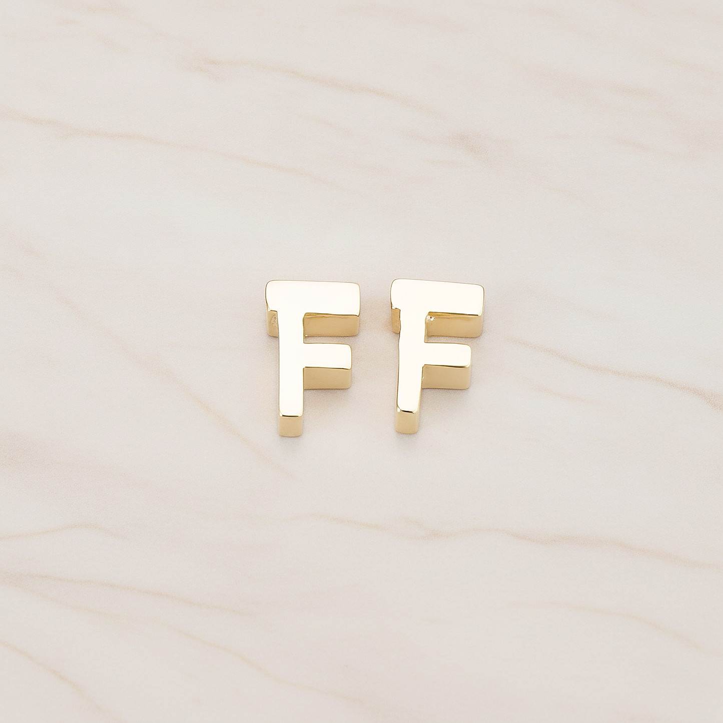 3D Initials Pendant, 2 Pc on warm marble background (PD.198)