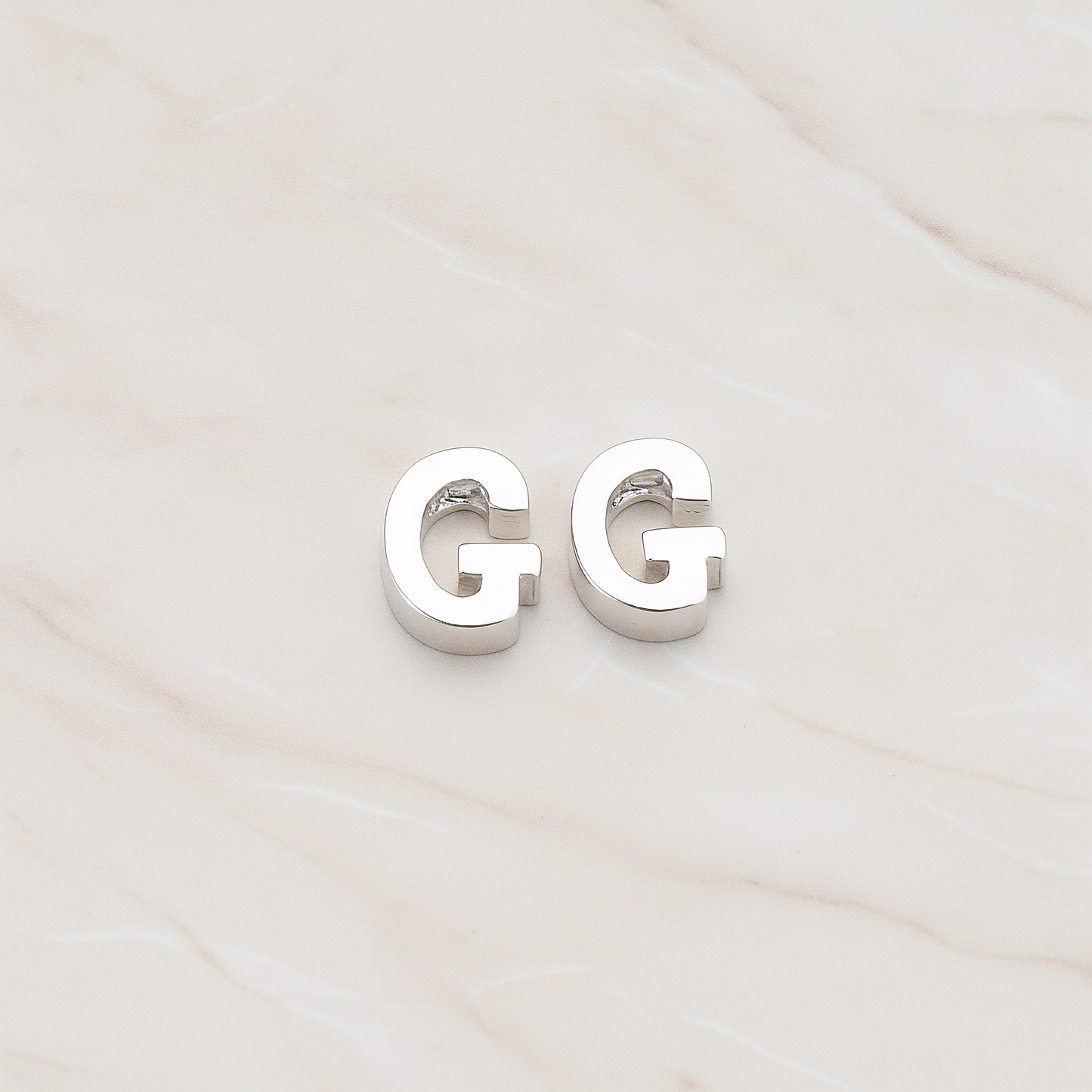 3D Initials Pendant, 2 Pc on warm marble background (PD.198)