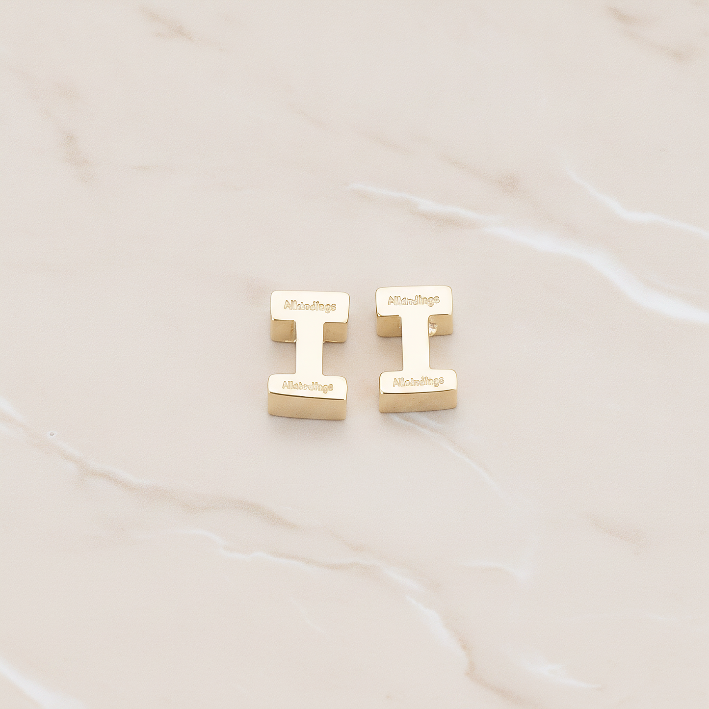 3D Initials Pendant, 2 Pc on warm marble background (PD.198)