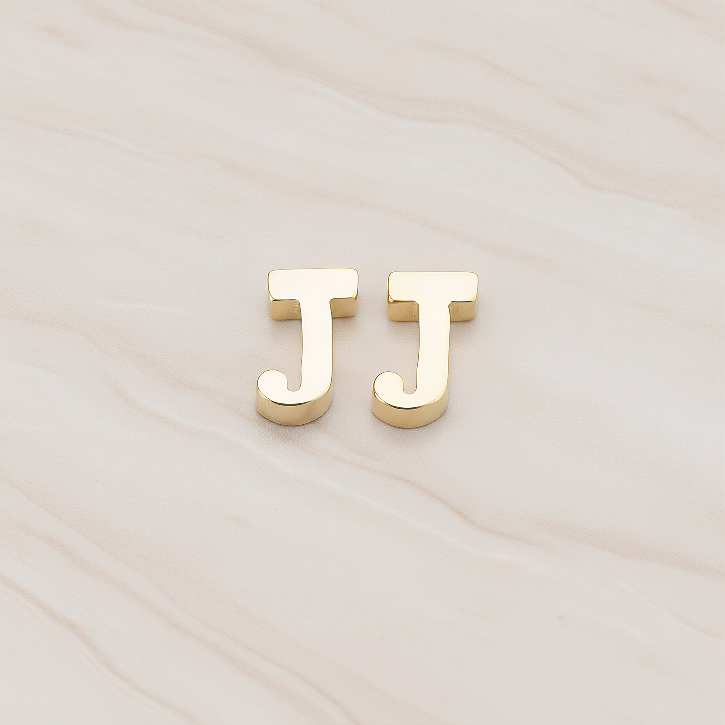 3D Initials Pendant, 2 Pc on warm marble background (PD.198)