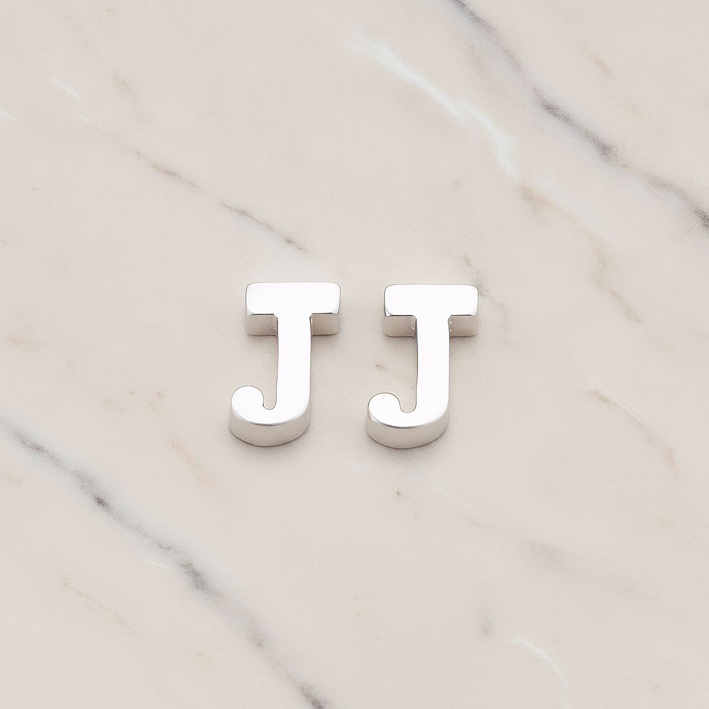 3D Initials Pendant, 2 Pc on warm marble background (PD.198)