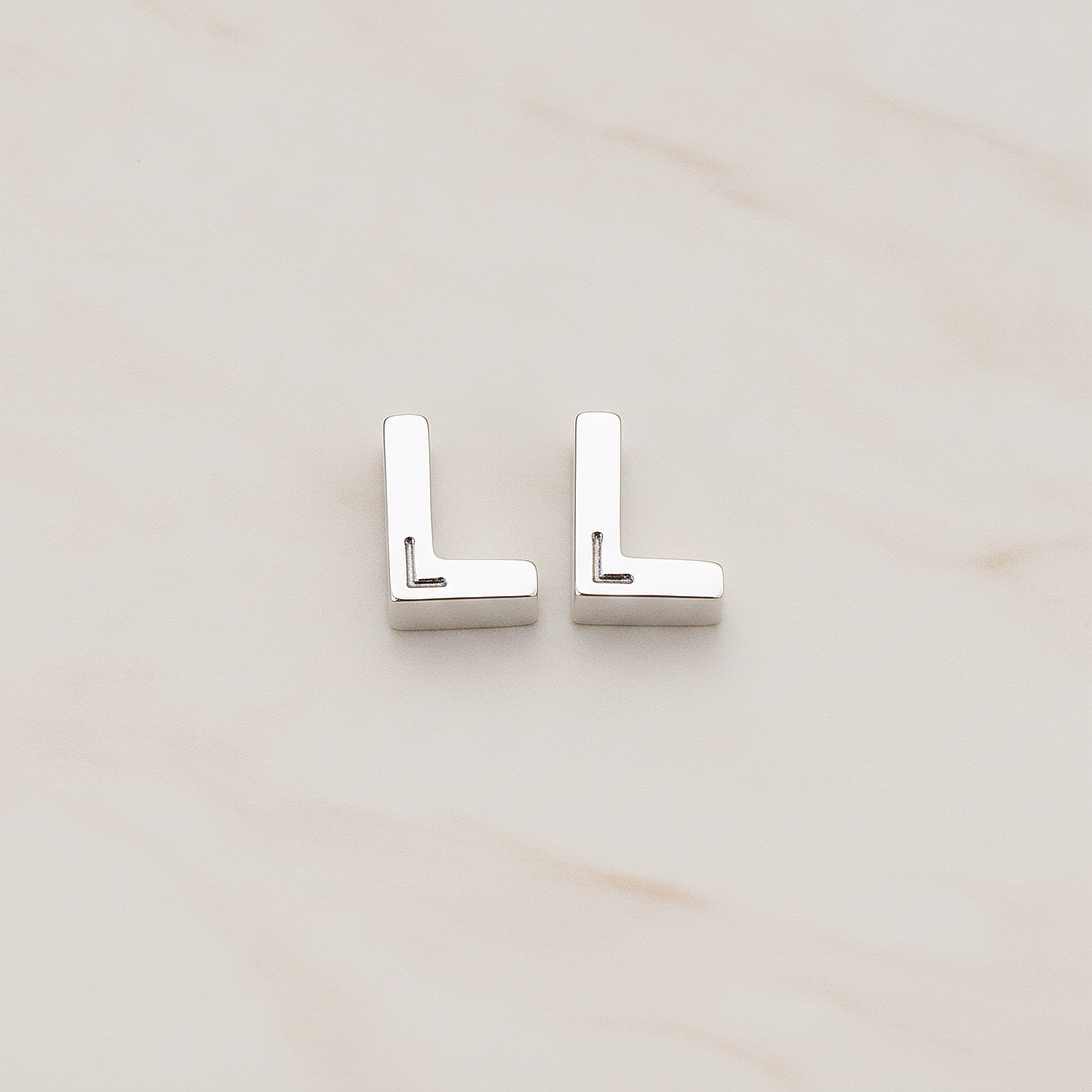 3D Initials Pendant, 2 Pc on warm marble background (PD.198)