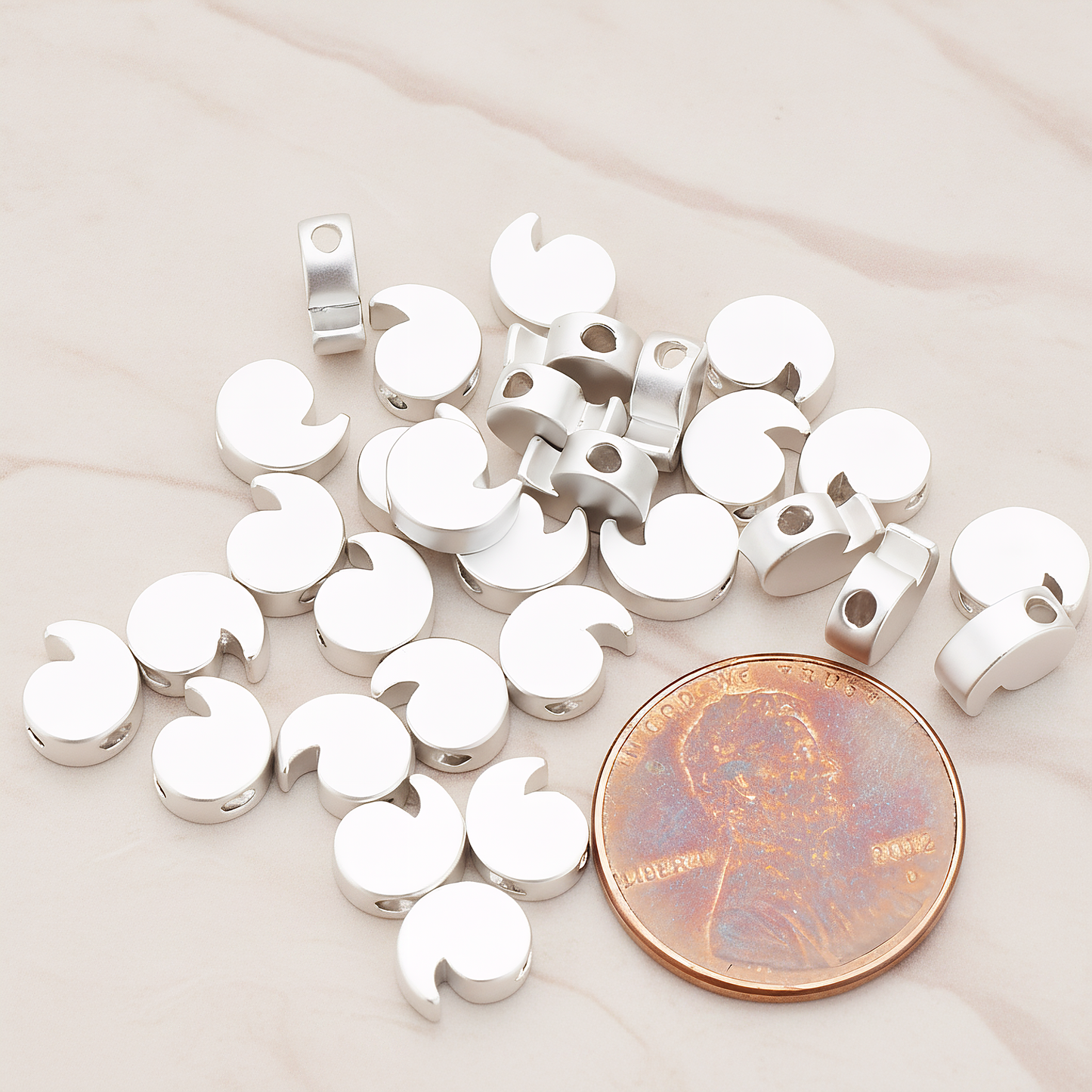3D Initials Pendant, 2 Pc on warm marble background (PD.198)