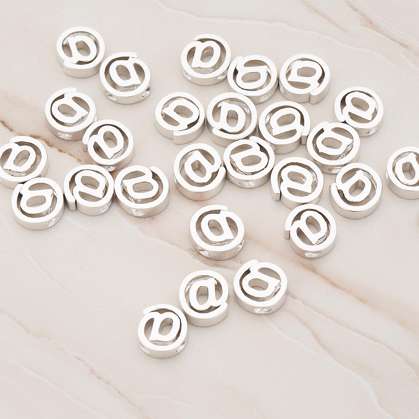3D Initials Pendant, 2 Pc on warm marble background (PD.198)